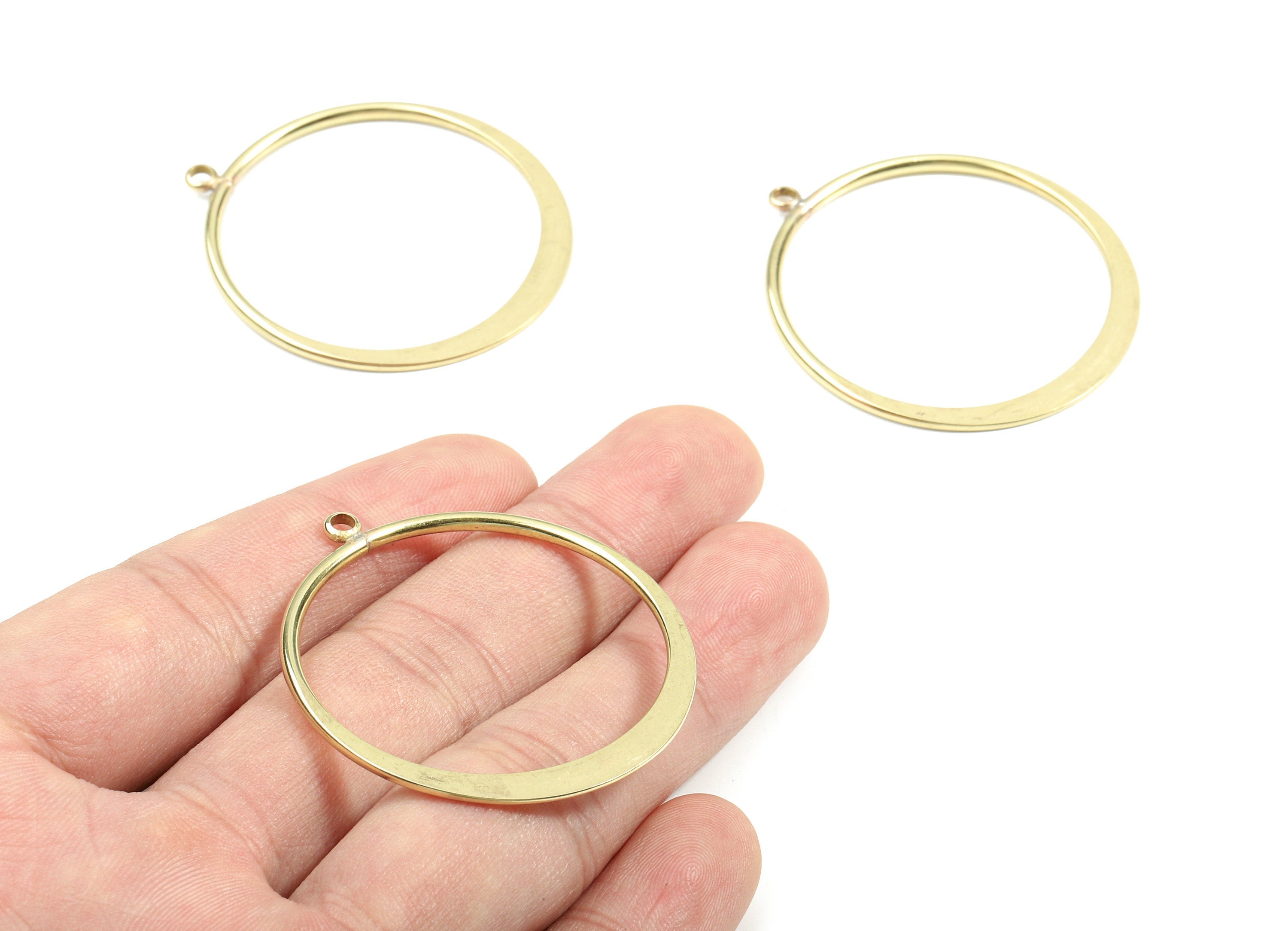 Brass Hammered Hoop Earring - Raw Brass Circle Pendant - Earring Findings - Jewelry Supplies - 44.62x40.2x2mm - PP3539 - DOMEDBAZAAR