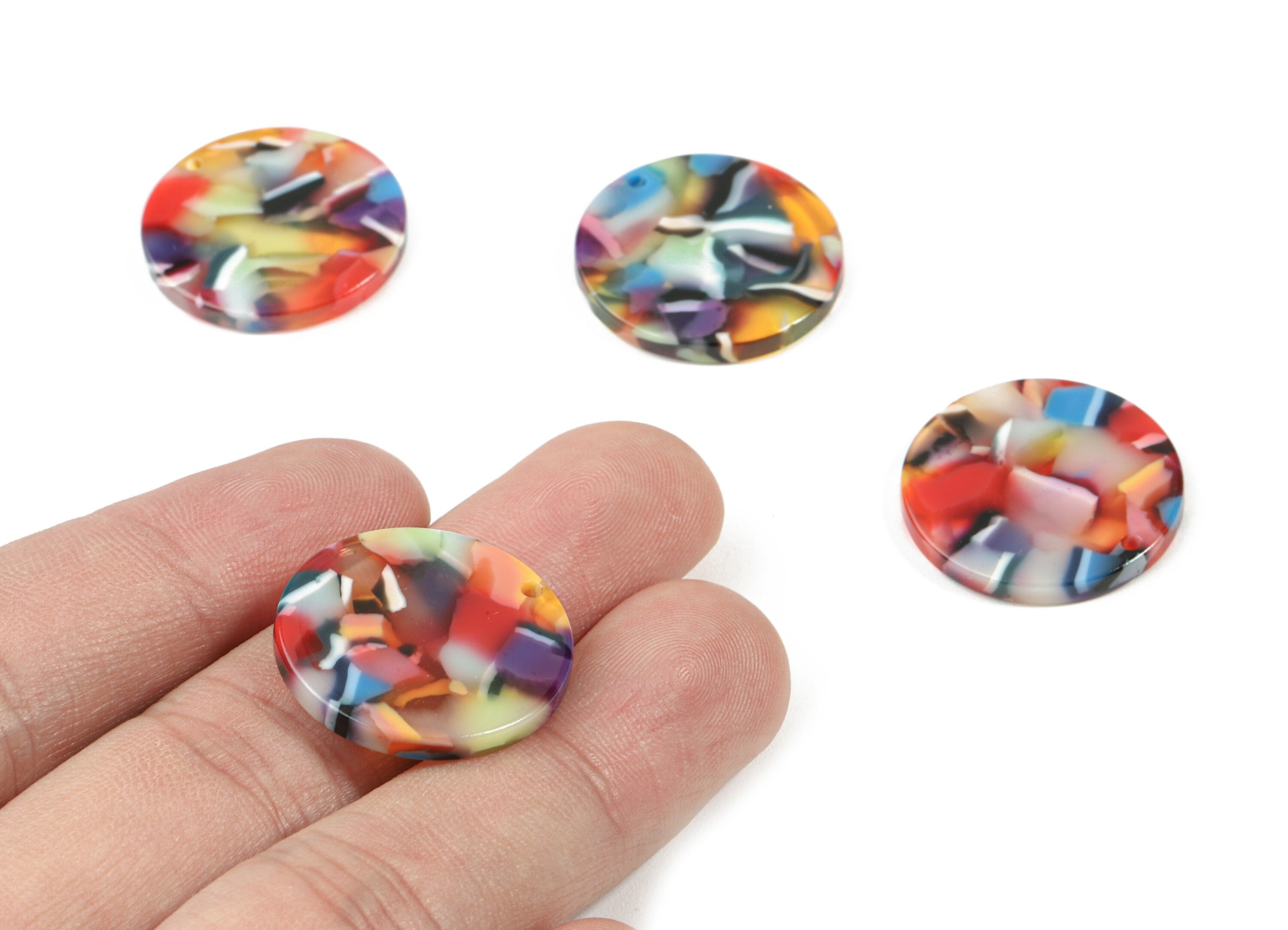 Acetate Round Charms - Coin Earrings and Pendant - Earring Findings - Jewelry Supplies - Color Code: A21 - 23.6x23.6x1.54mm - AC1076-A21 - DOMEDBAZAAR