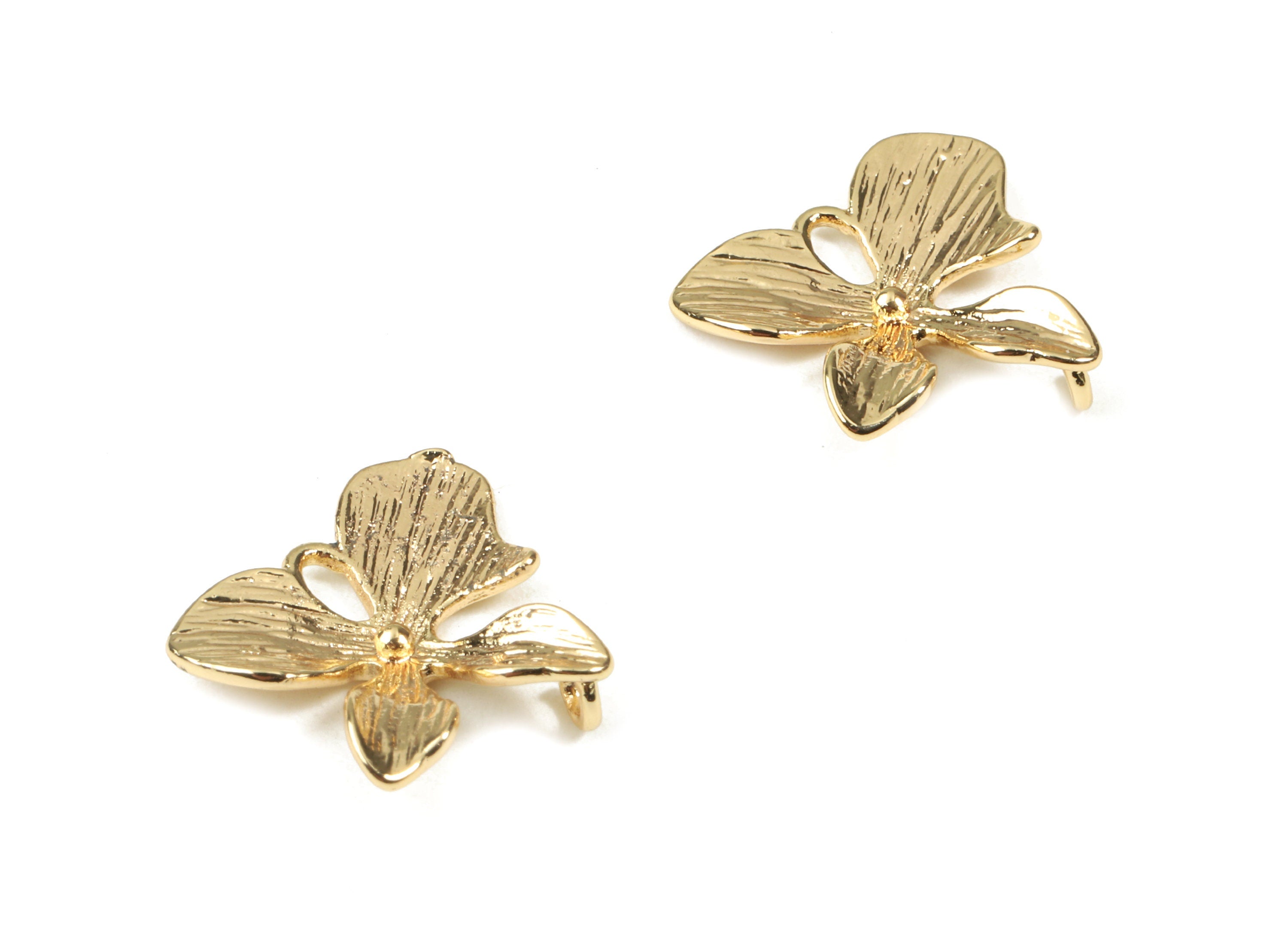Brass Leaf Connector - Gold Leaf Earring Connectors - 18K Real Gold Plated Brass - Jewelry Supplies - 15.38x14.93x1.33mm - RGP2513 - DOMEDBAZAAR