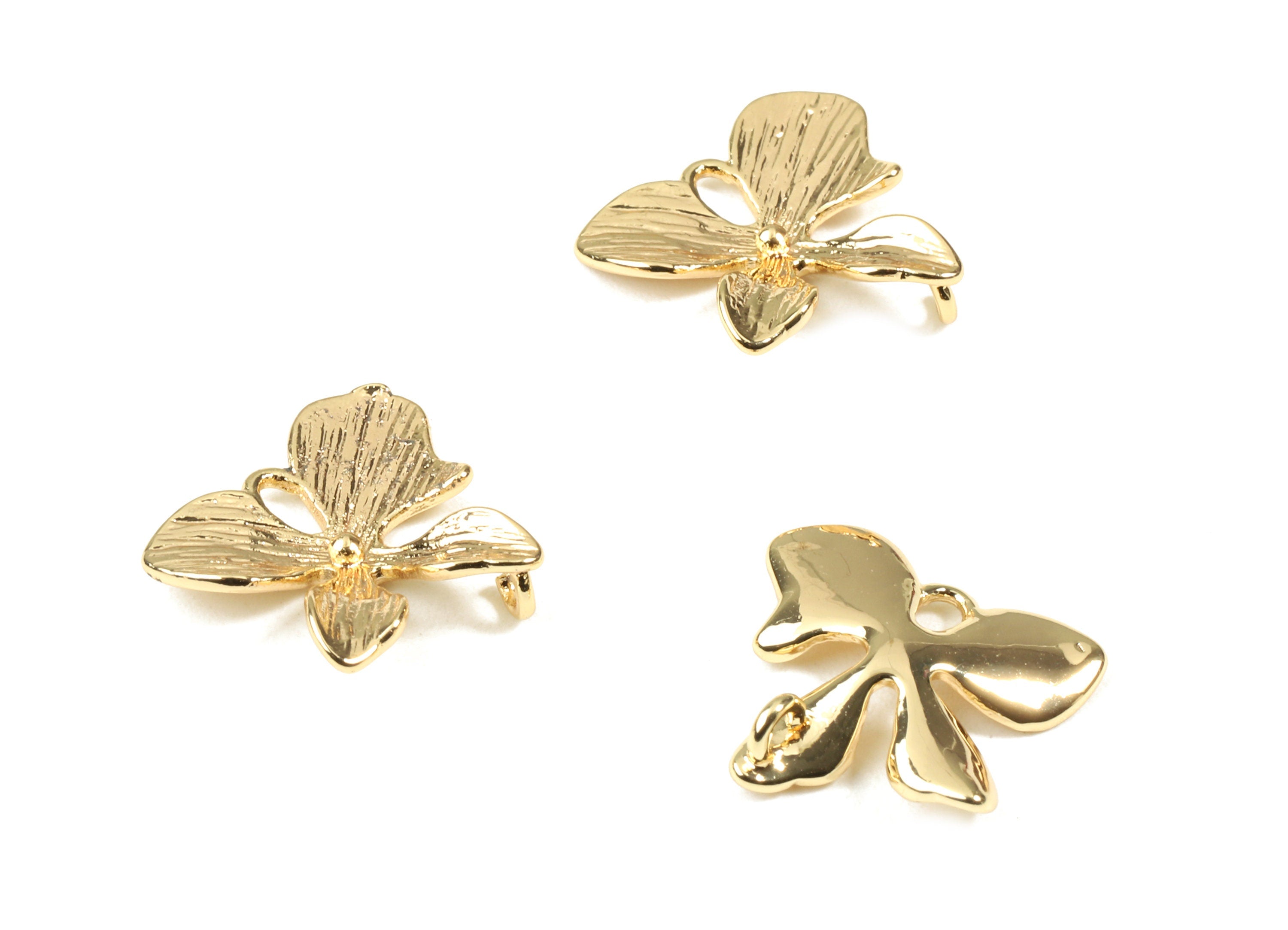 Brass Leaf Connector - Gold Leaf Earring Connectors - 18K Real Gold Plated Brass - Jewelry Supplies - 15.38x14.93x1.33mm - RGP2513 - DOMEDBAZAAR