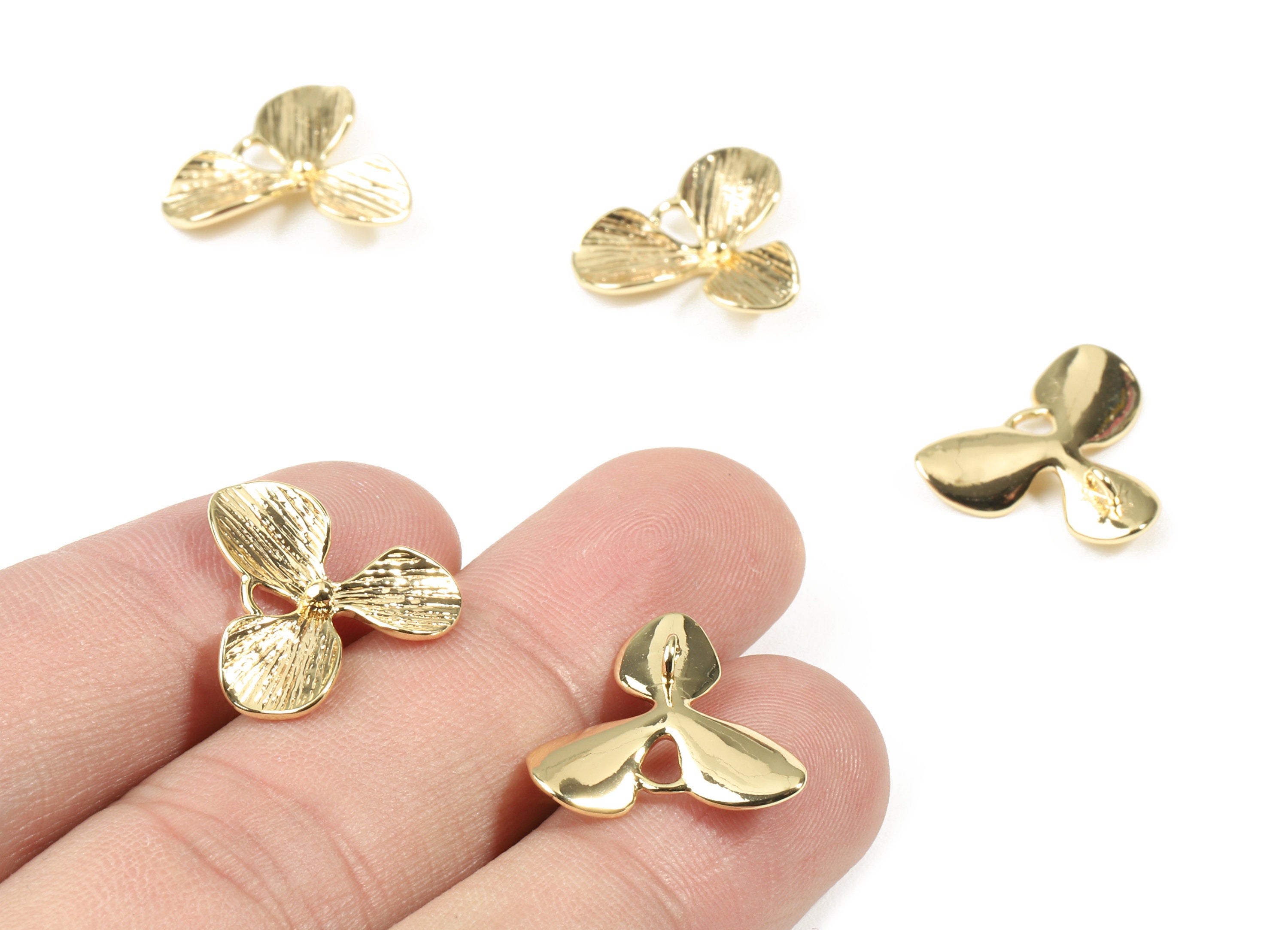 Brass Leaf Earring Connector - Brass Leaf Bracelet - 18K Real Gold Plated Brass - Jewelry Supplies - 16.77x16.77x0.76mm - RGP2518 - DOMEDBAZAAR
