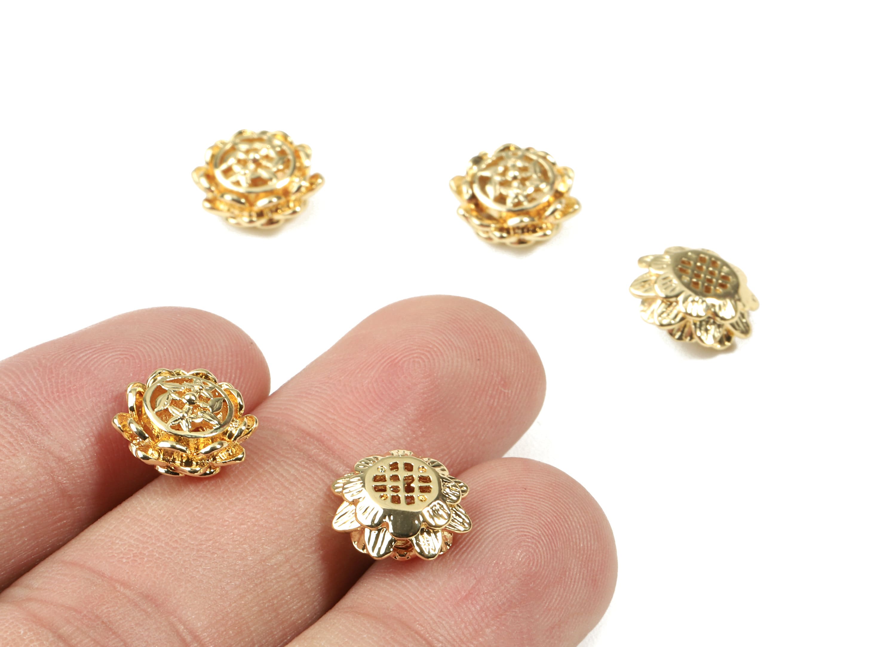 Brass Flower bracelet Spacer - Gold Flower Spacer - 18K Real Gold Plated Brass - Jewelry Supplies - 11.66x11.66x5.39mm - RGP2511 - DOMEDBAZAAR