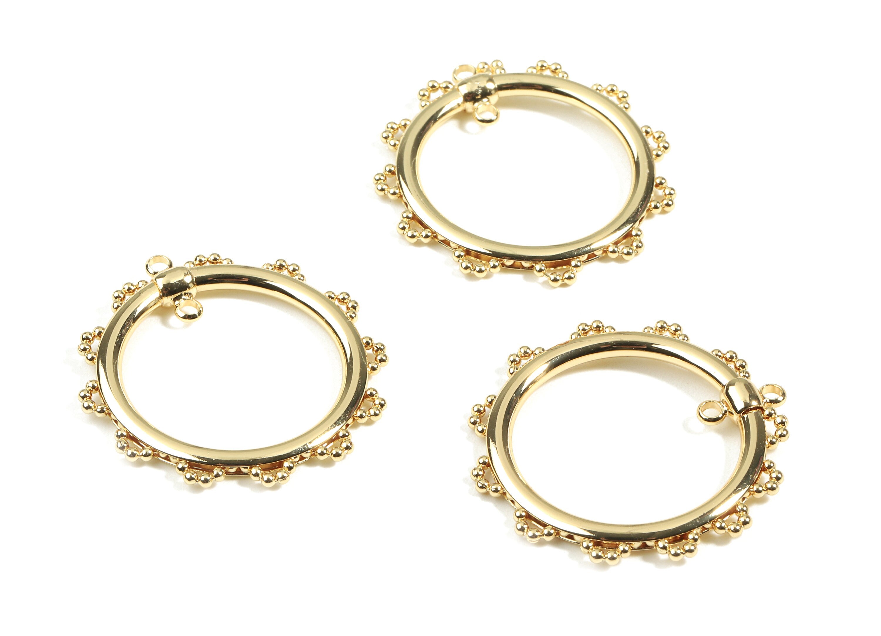 Brass Hoop Earring Connector - Gold Round Necklacet Connectors - 18K Real Gold Plated Brass - Jewelry Supplies - 33.96x32.85x2.5mm - RGP2492 - DOMEDBAZAAR