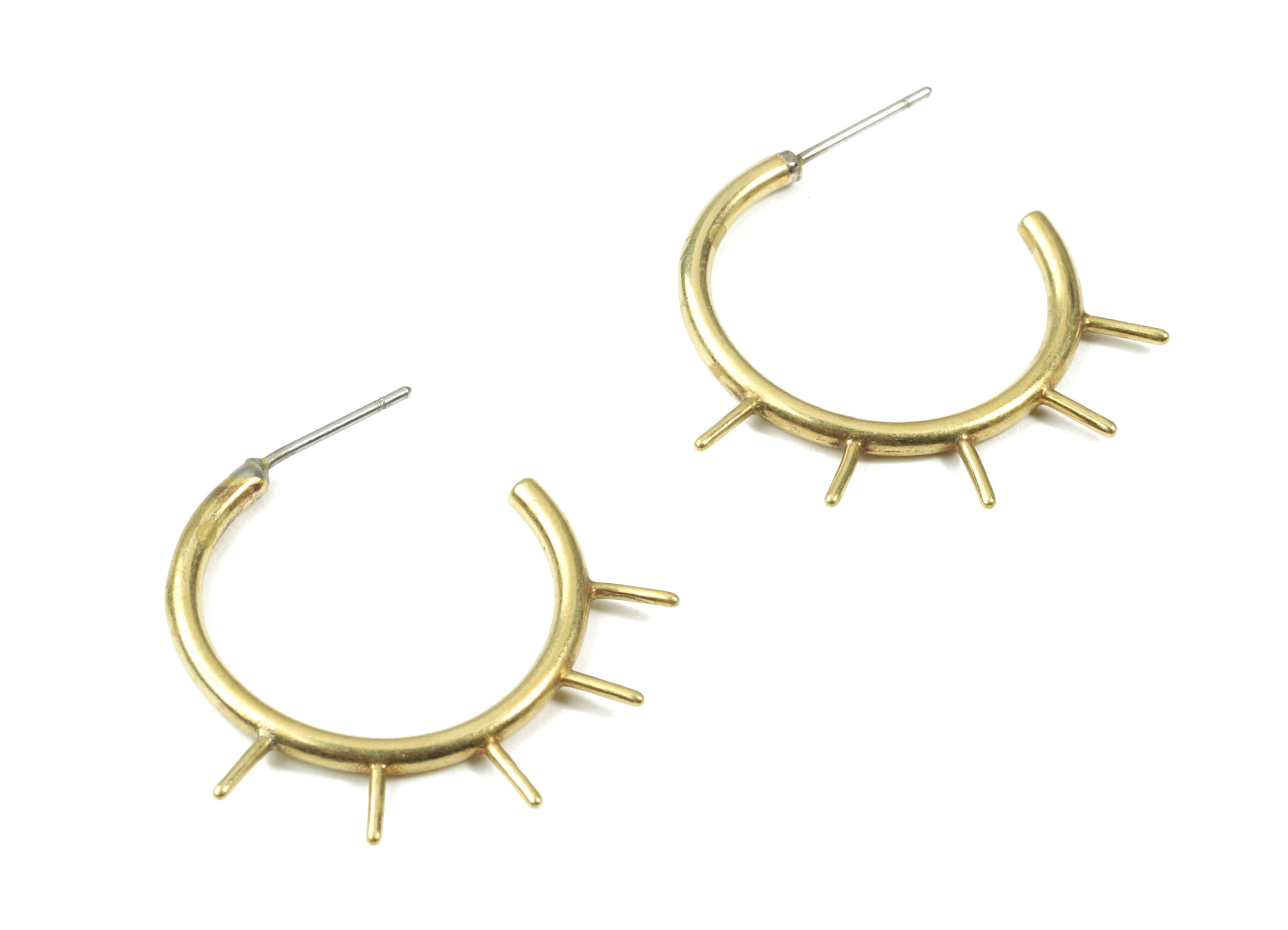 Brass C Earring Stud - Raw Brass C Earring Post - Steel Stud - Earring Post - Jewelry Supplies - 28.72x7.87x2.08mm - PP3074 - DOMEDBAZAAR