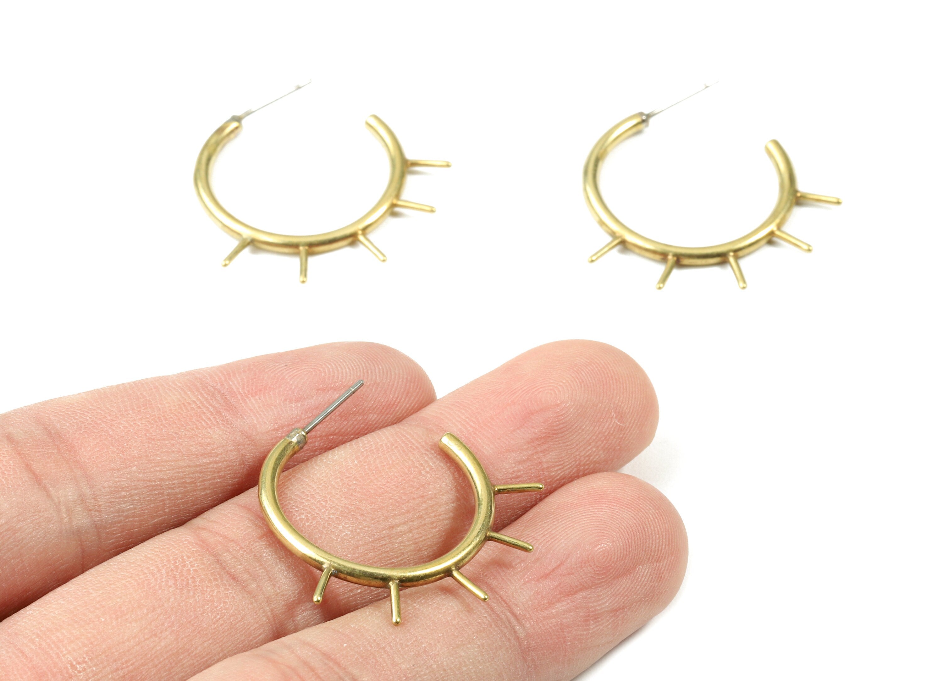 Brass C Earring Stud - Raw Brass C Earring Post - Steel Stud - Earring Post - Jewelry Supplies - 28.72x7.87x2.08mm - PP3074 - DOMEDBAZAAR