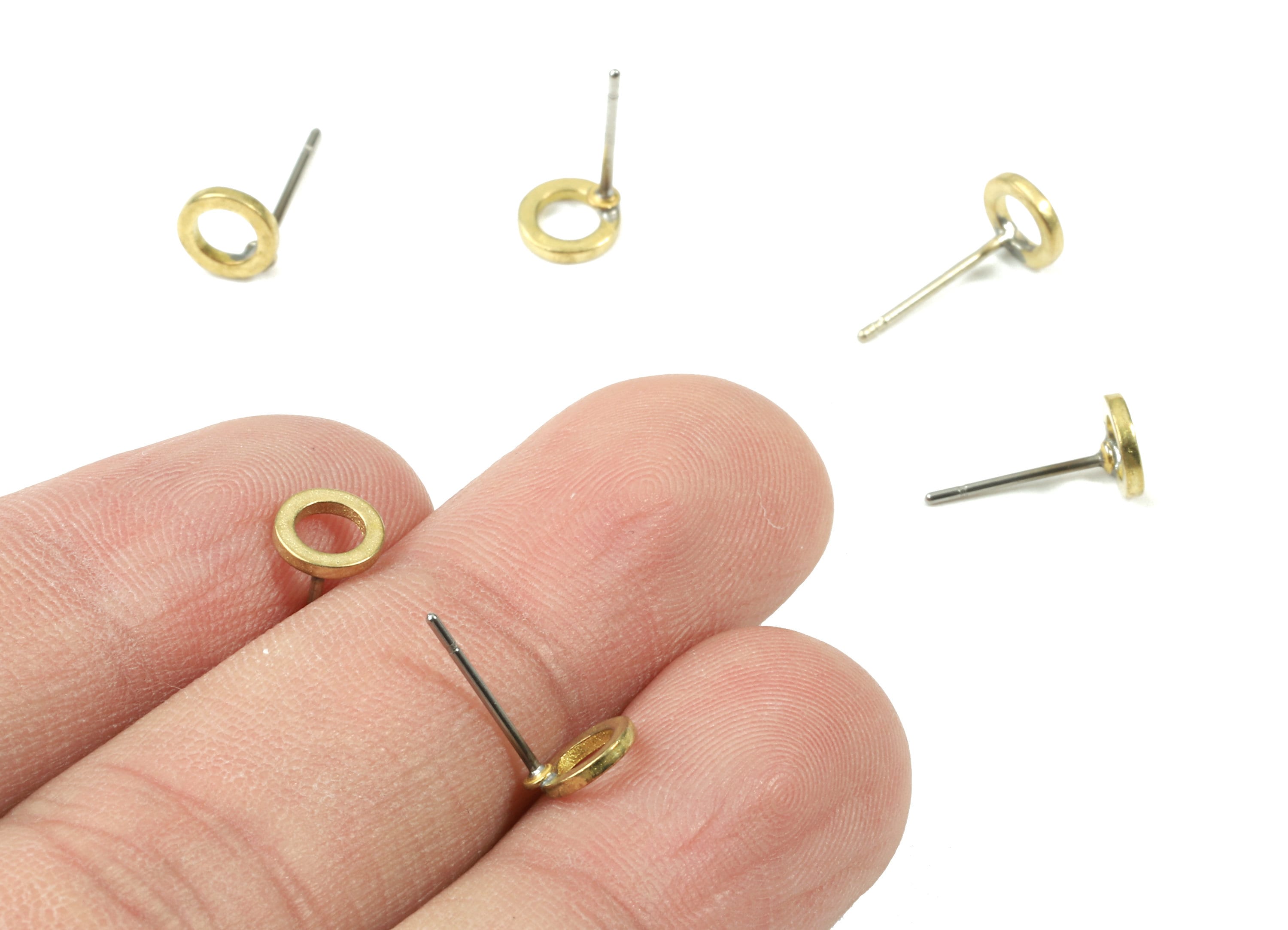 Brass Circle Earring Stud - Raw Brass Round Earring Post - Steel Stud - Earring Post - Jewelry Supplies - 6.26x6.26x1.16mm - PP3093 - DOMEDBAZAAR