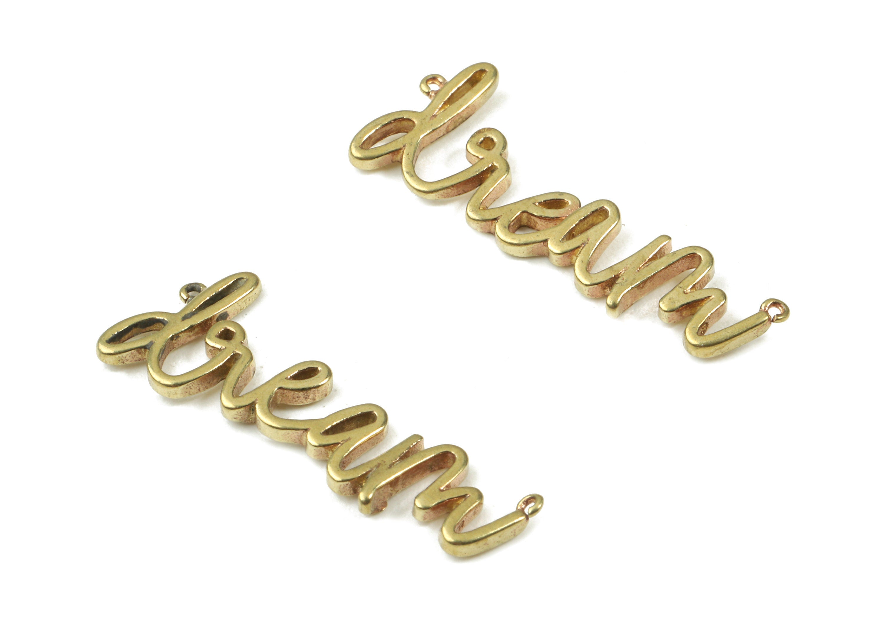 Brass Dream Charms - Raw Brass Dream Necklace Connector - 2 Holes - Earring Findings - Jewelry Supplies - 27.47x10.64x1.35mm - PP3091 - DOMEDBAZAAR