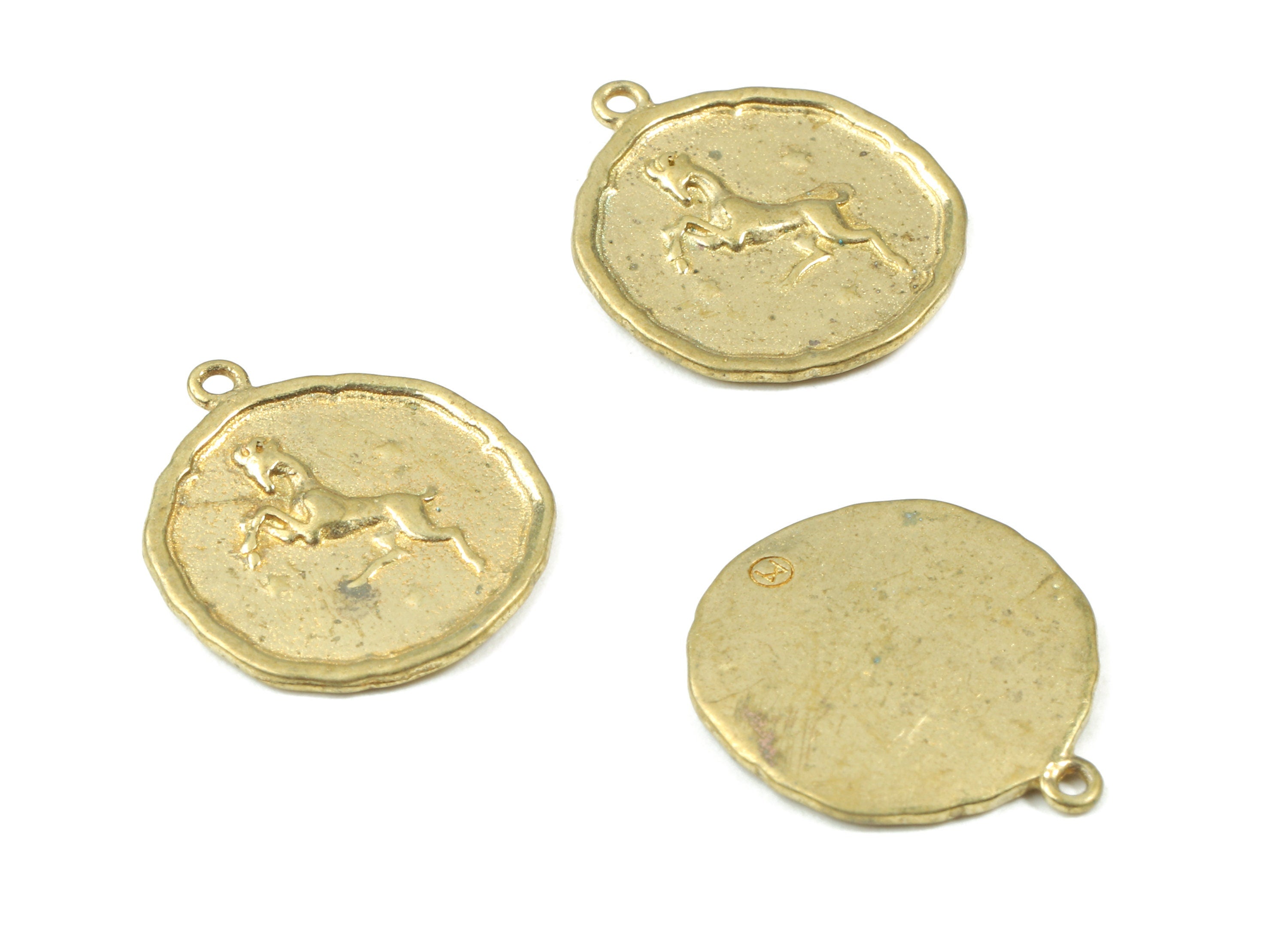 Brass Aries Earring Charms - Raw Brass Horoscopes Pendant - Earring Findings - Jewelry Supplies - 19.52x16.92x1.47mm - PP3070 - DOMEDBAZAAR