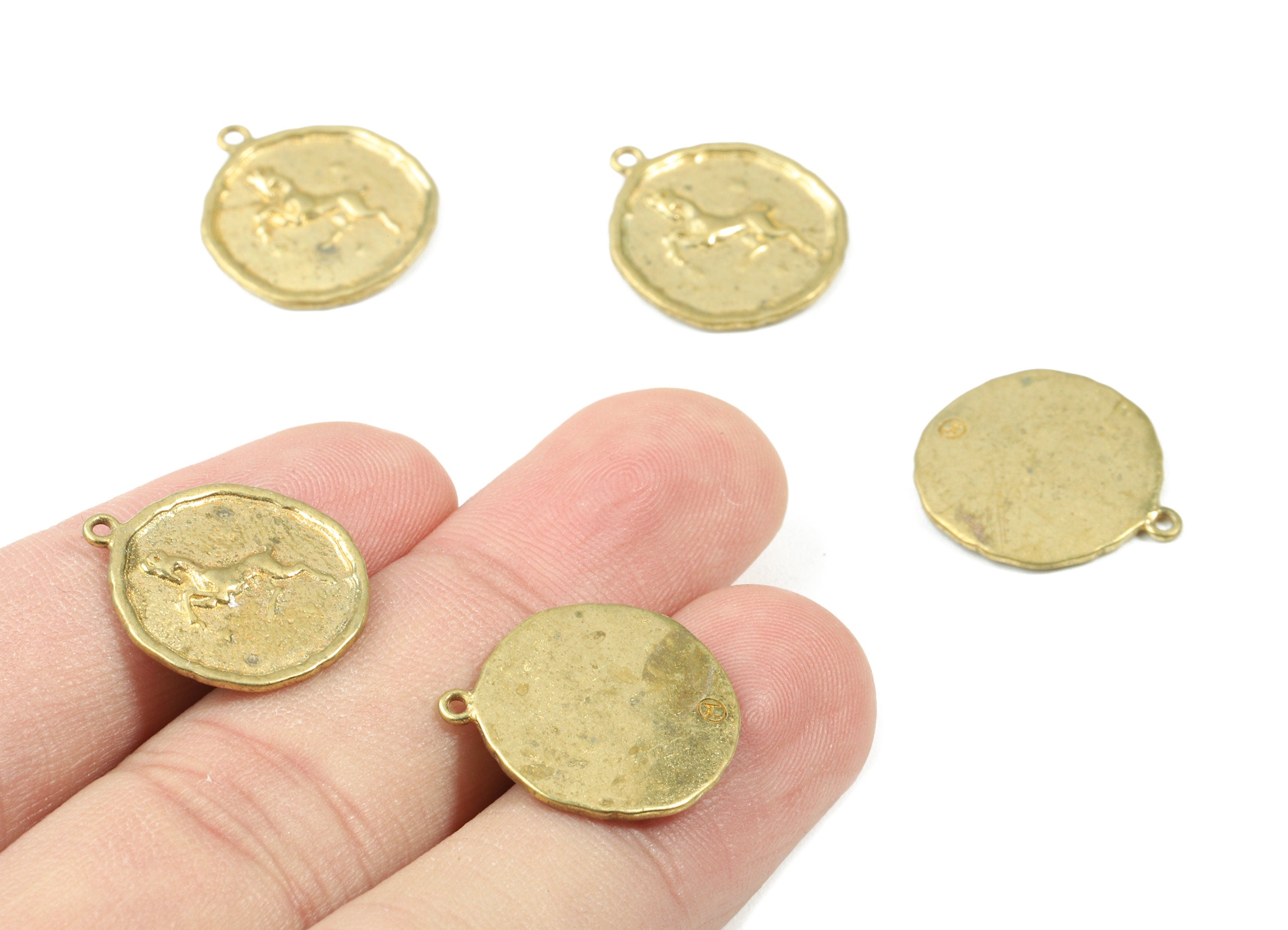 Brass Aries Earring Charms - Raw Brass Horoscopes Pendant - Earring Findings - Jewelry Supplies - 19.52x16.92x1.47mm - PP3070 - DOMEDBAZAAR