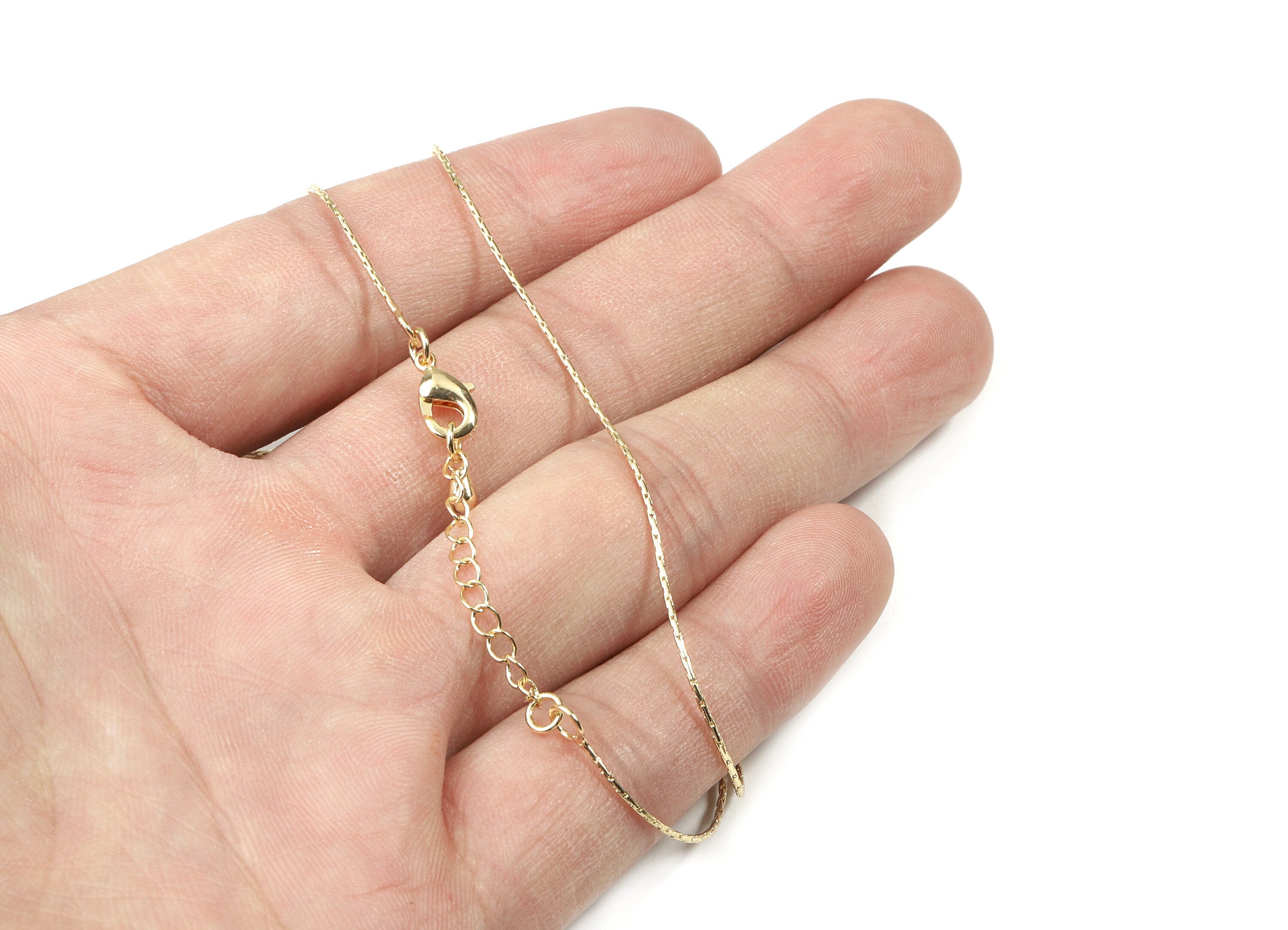 Finished Cable Chain - 20" Brass Necklace Chain - 18K Real Gold Plated Brass - "20.08"" x 0.03"" x 0.03"" - RGP2573 - DOMEDBAZAAR