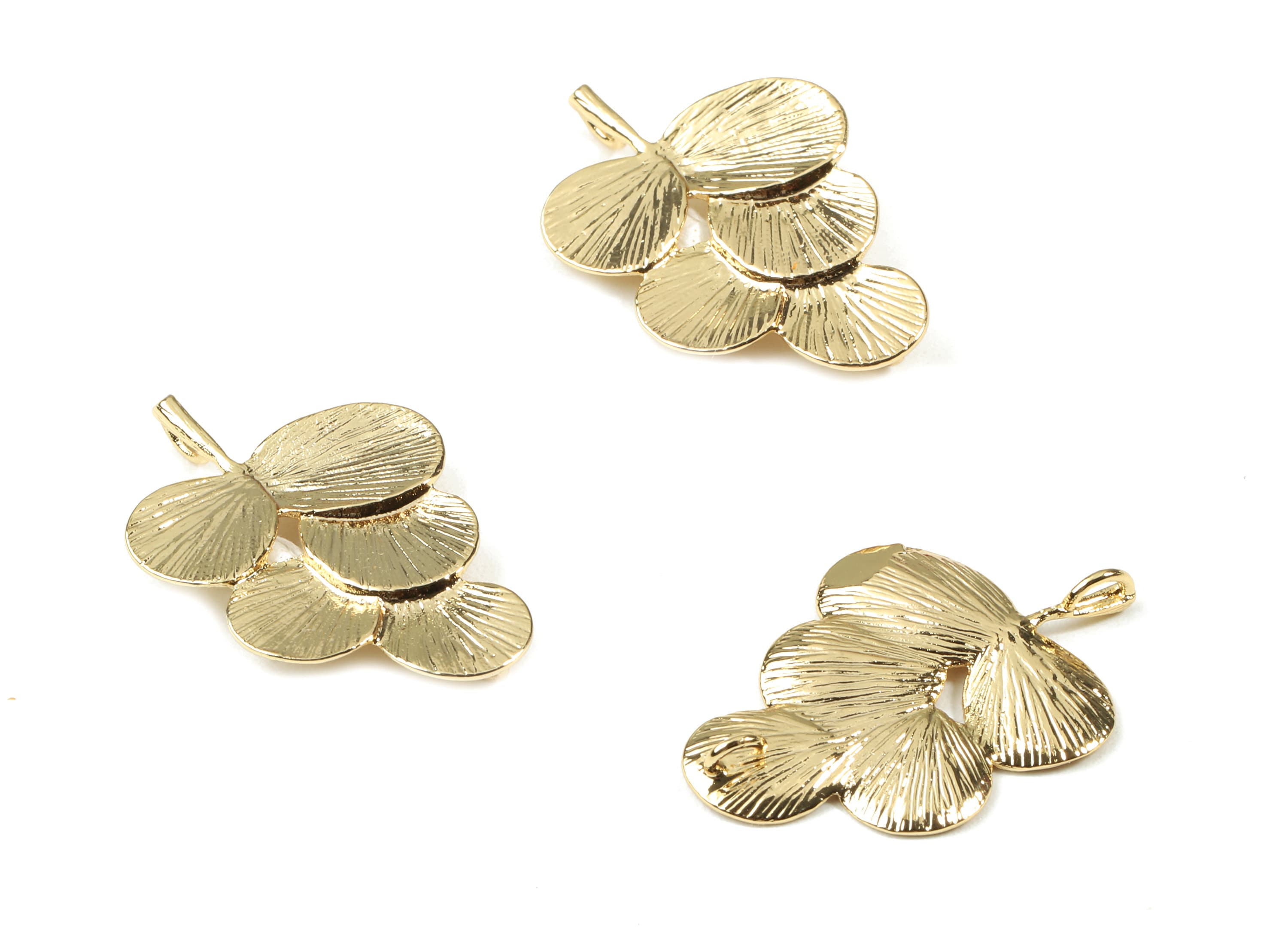 Brass Leaf Earring Charms - Gold Leaf Earring Necklace Charm - 18K Real Gold Plated Brass - Jewelry Supplies - 29.1x19.77x1.54mm - RGP2564 - DOMEDBAZAAR