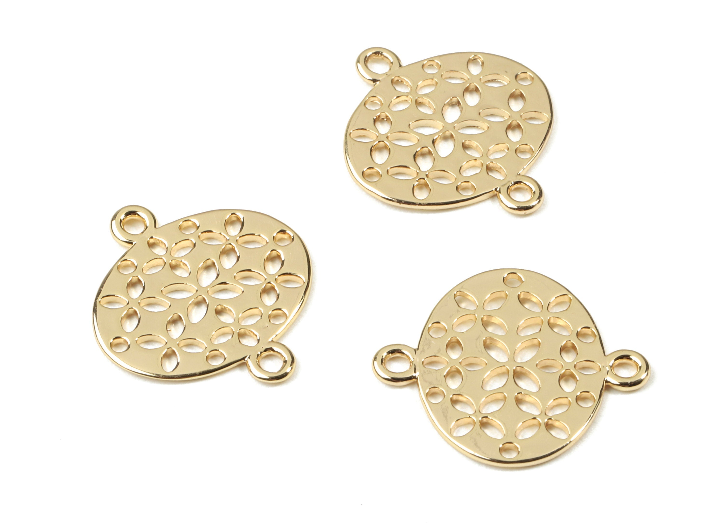 Brass Oval Earring Connector - Gold Oval Connectors - 18K Real Gold Plated Brass - Jewelry Supplies - 19.55x16.97x0.81mm - RGP2563 - DOMEDBAZAAR