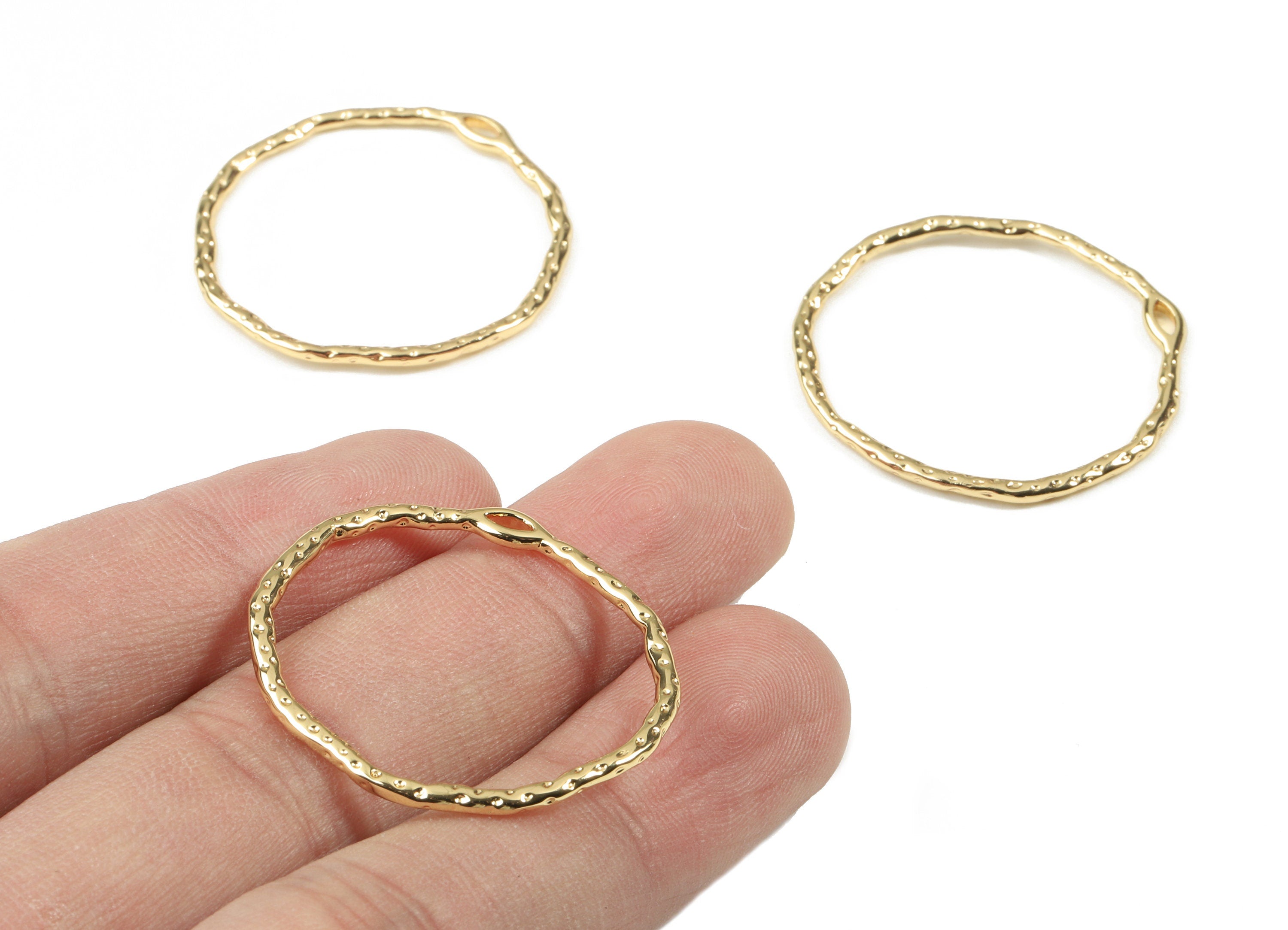 Brass Hoop Earring Charms - Gold Hoop Pendant - 18K Real Gold Plated Brass - Jewelry Supplies - 31.58x29.42x1.59mm - RGP2539 - DOMEDBAZAAR