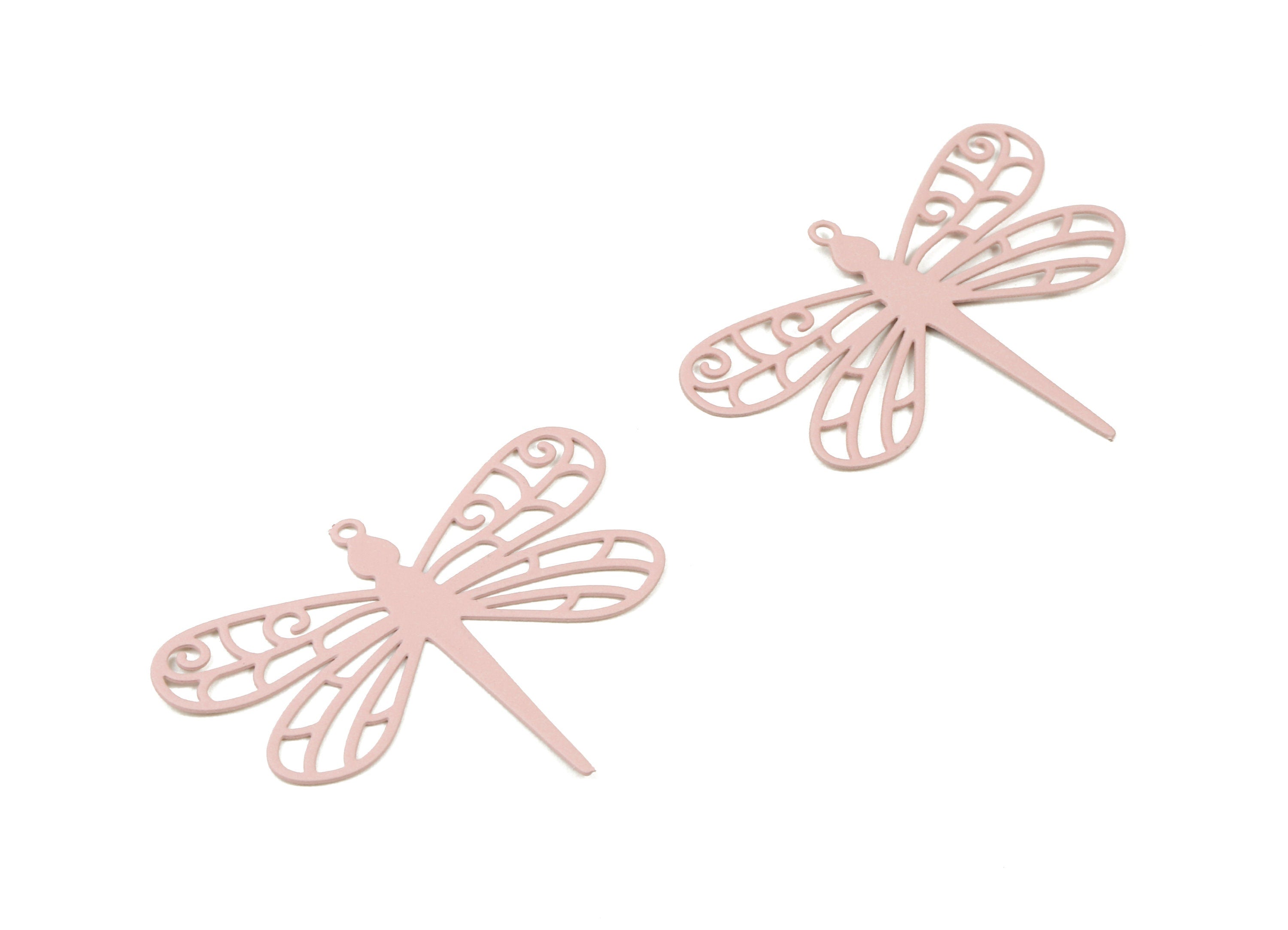 Pink Dragonfly Brass Pendant - Brass Dragonfly Necklace - Dragonfly Earring Charms - Color Code: J03 - 35.12x26.57x0.44mm - JJC3519-J03 - DOMEDBAZAAR