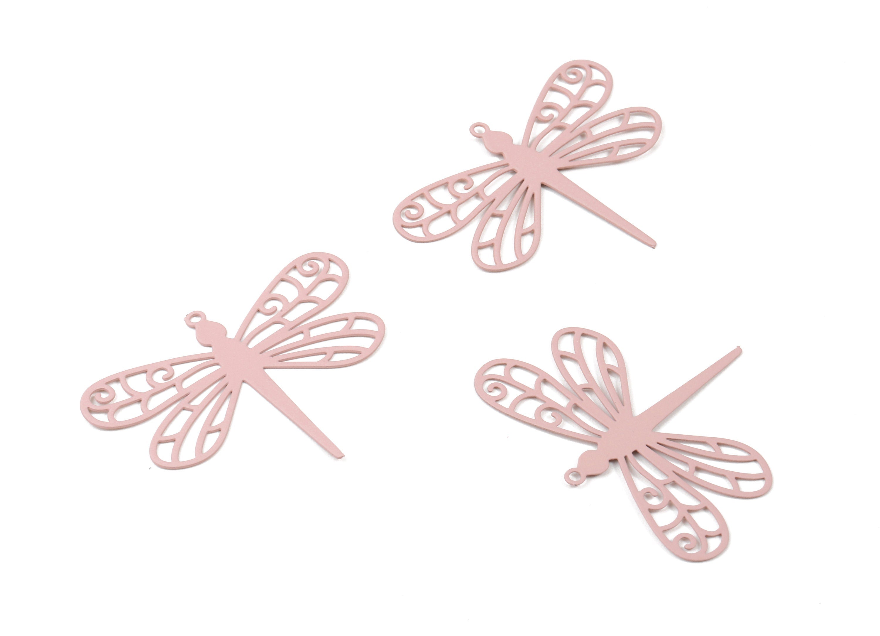 Pink Dragonfly Brass Pendant - Brass Dragonfly Necklace - Dragonfly Earring Charms - Color Code: J03 - 35.12x26.57x0.44mm - JJC3519-J03 - DOMEDBAZAAR