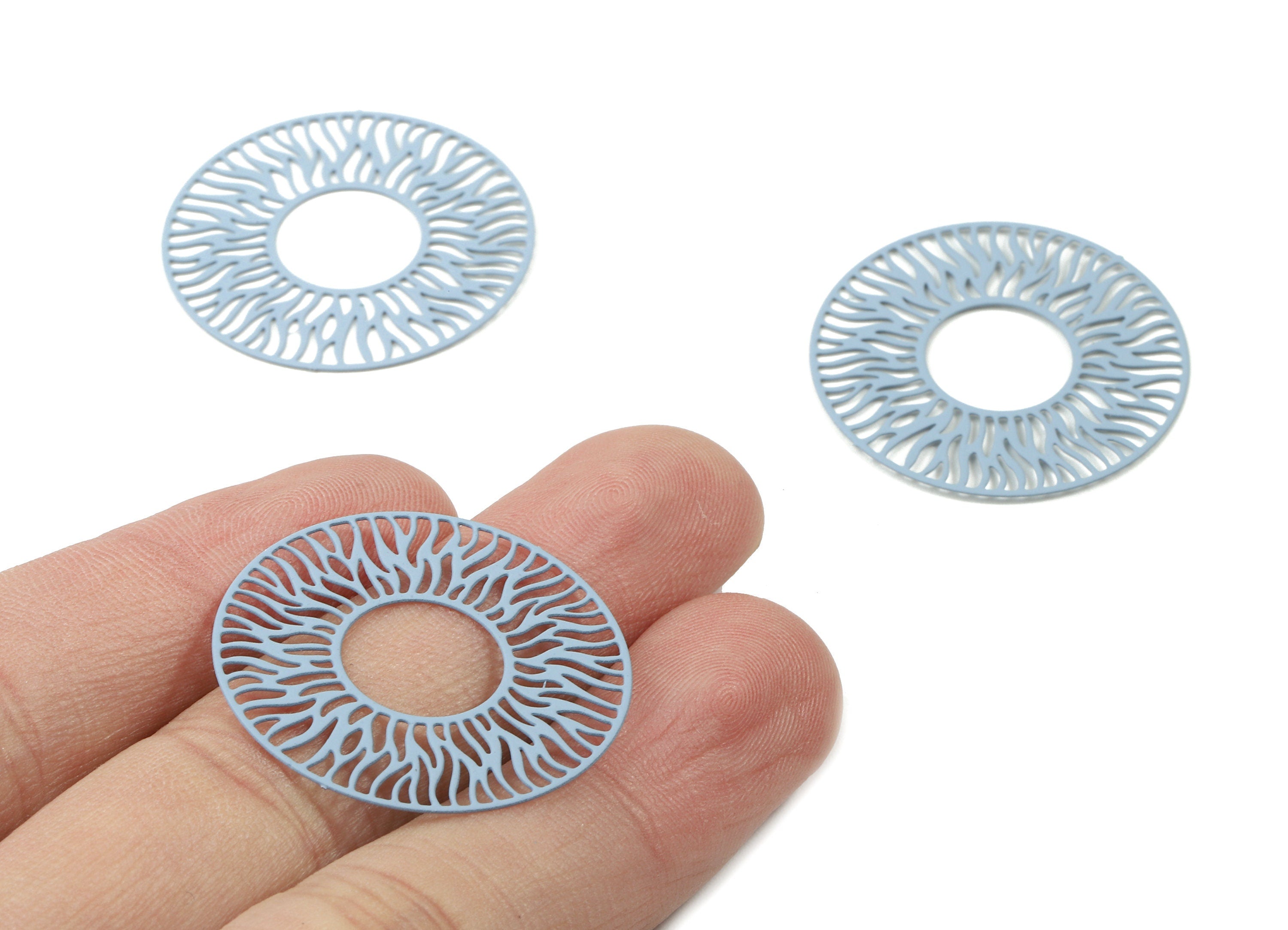 Gray Round Brass Earring Charms - Brass Round Necklace Pendant - Earring Supplies - Color Code: J01 - 29.93x29.93x0.36mm - JJC6016-J01 - DOMEDBAZAAR