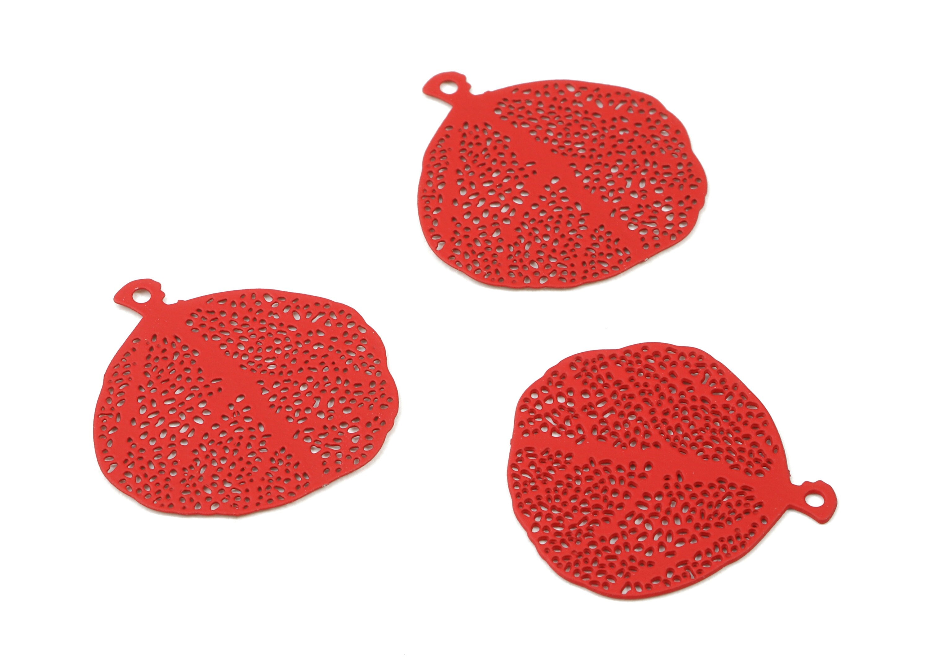 Red Leaf Brass Pendant - Brass Leaf For Necklace - Earring Charms - Jewelry Supplies - Color Code: J09 - 20.94x20.37x0.36mm -JJC3312-J09 - DOMEDBAZAAR