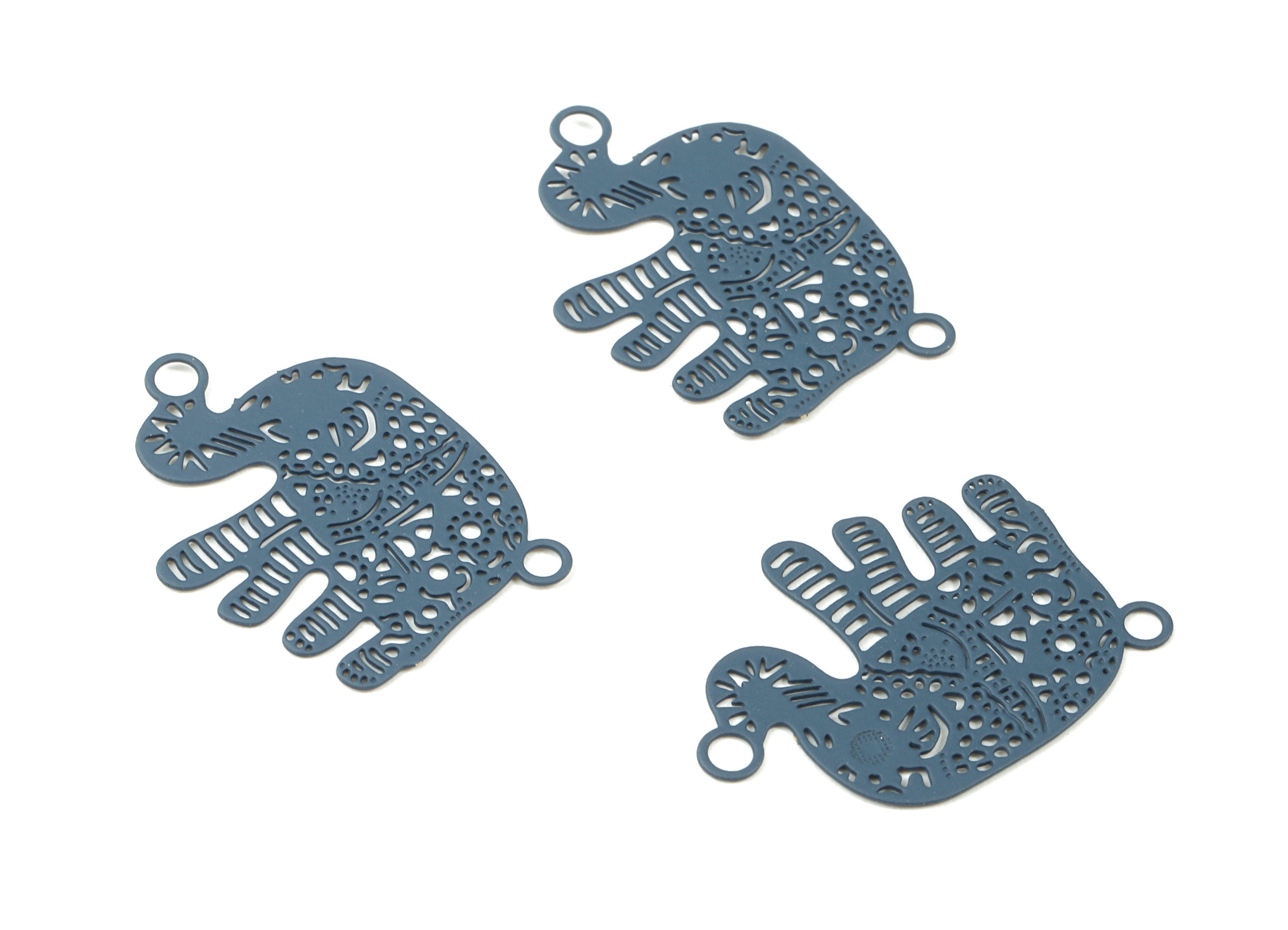 Navy Elephant Earring Connector - Brass Elephant Necklace Pendant - Earring Supplies - Color Code: J04 - 20.2x19.8x0.46mm -JJC8884-J04 - DOMEDBAZAAR