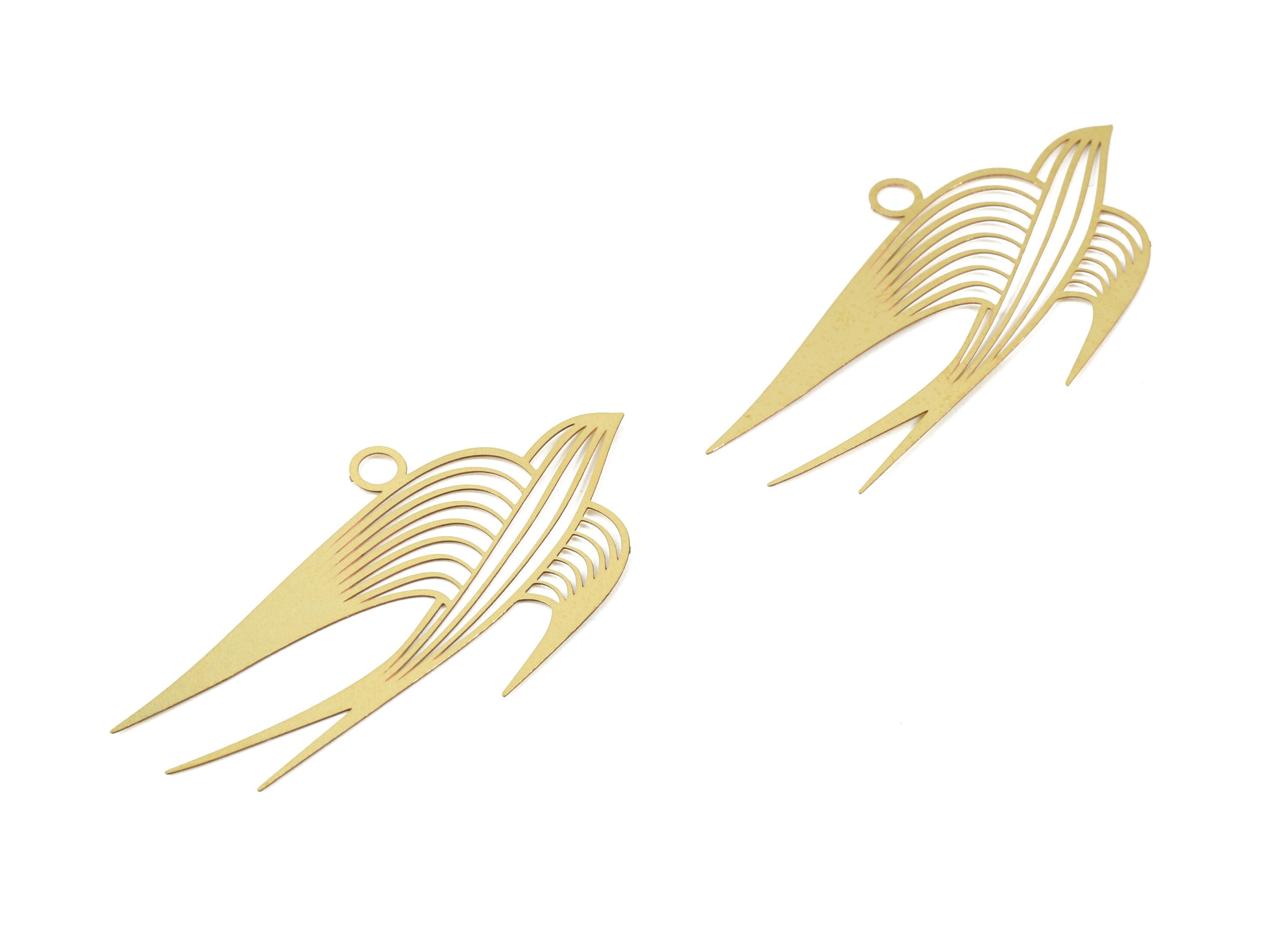 Raw Brass Swallow Earring Charms - Swallow Necklace Pendant - Necklace Findings - Jewelry Supplies - 48.72x24.13x0.29mm - JJB5340 - DOMEDBAZAAR