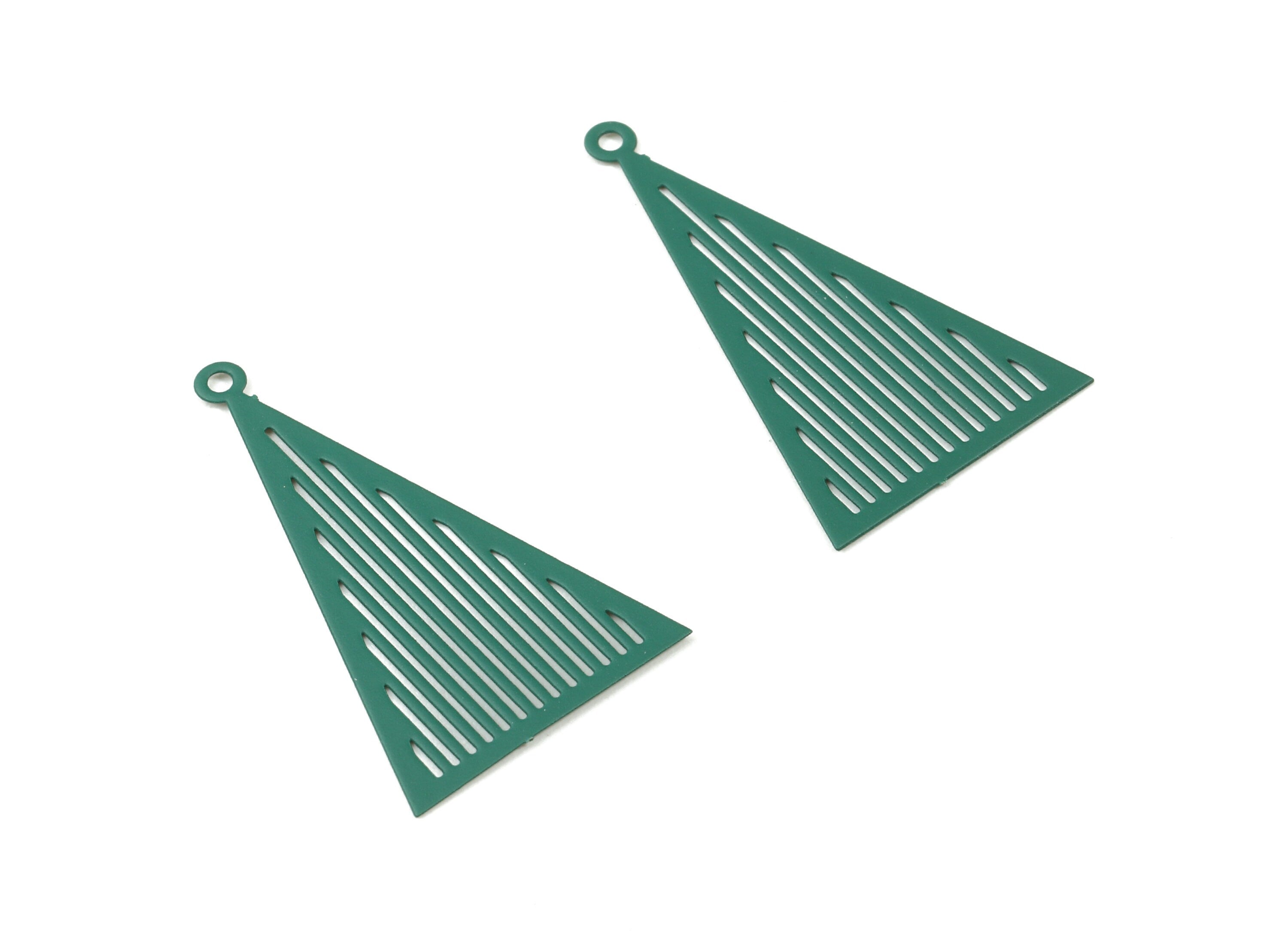 Green Triangle Brass Earring Charms - Brass Triangle Necklace Pendant - Earring Supplies - Color Code: J11 - 29.84x26.9x0.37mm - JJB1768-J11 - DOMEDBAZAAR
