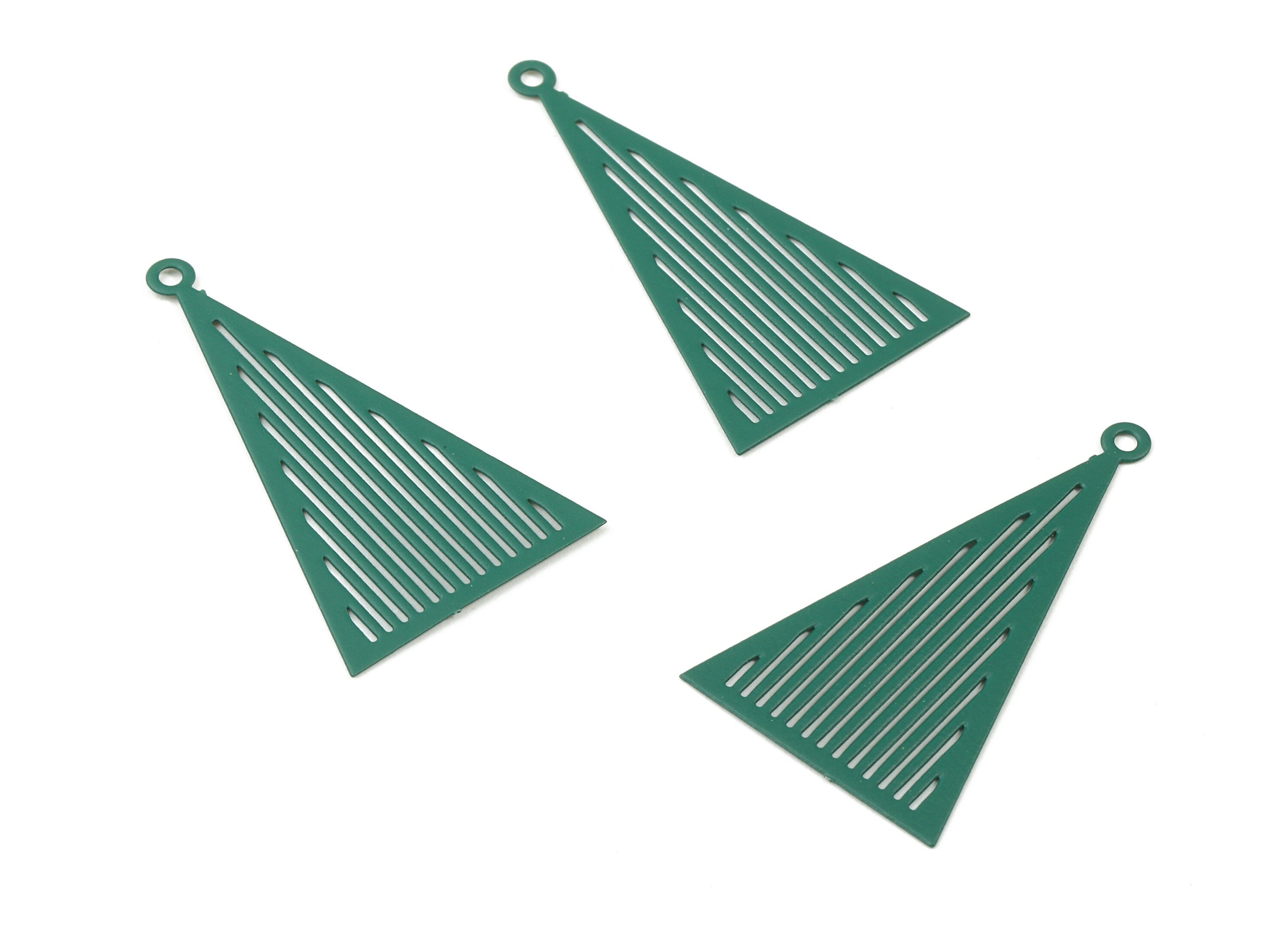 Green Triangle Brass Earring Charms - Brass Triangle Necklace Pendant - Earring Supplies - Color Code: J11 - 29.84x26.9x0.37mm - JJB1768-J11 - DOMEDBAZAAR