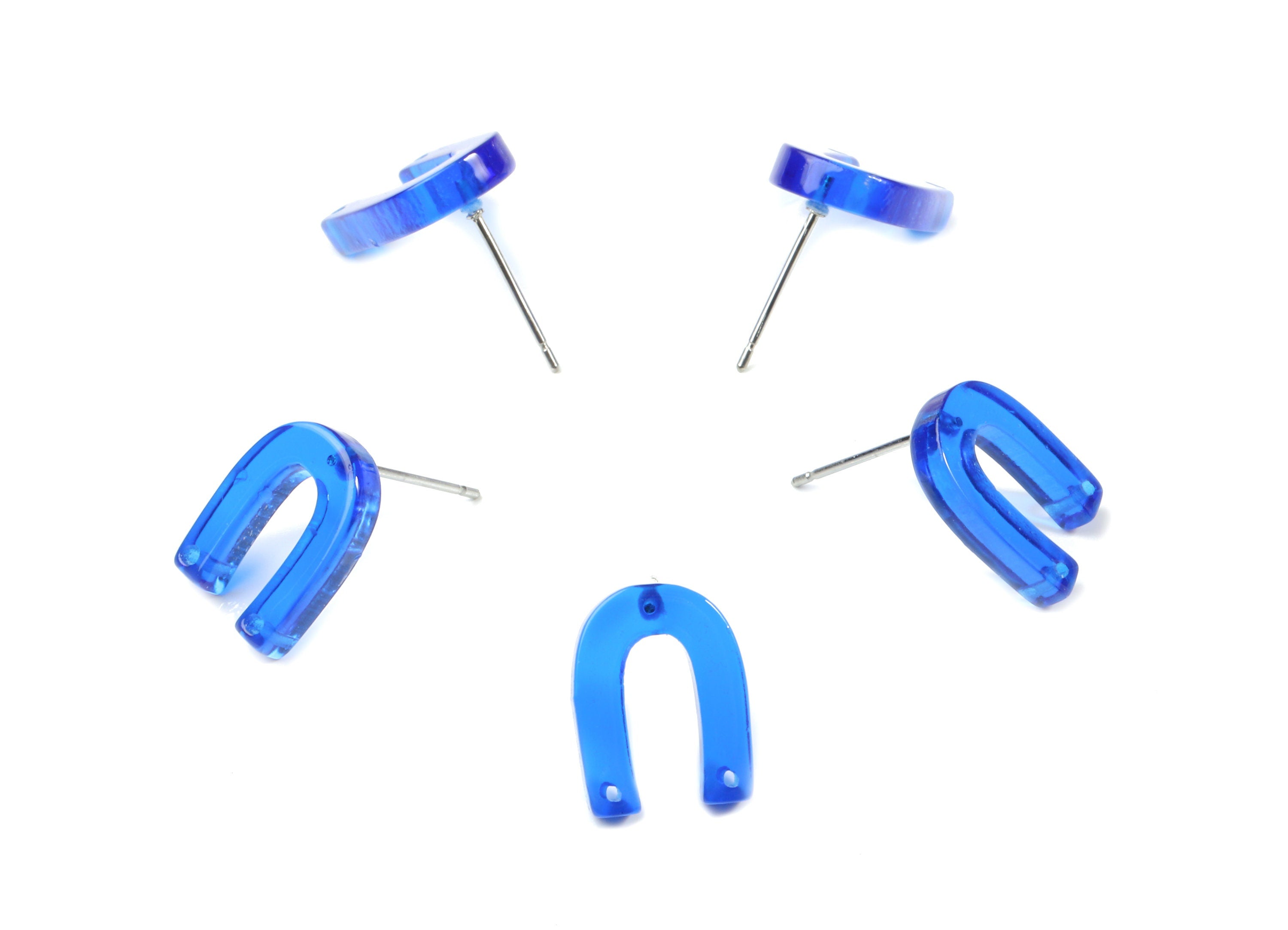 Acrylic Mini U Earring Stud With 2 Hole - Horsehoe Connector Earring Post - Color Code: A70 - 13.64x10.46x2.91mm - AC1227-A70 - DOMEDBAZAAR