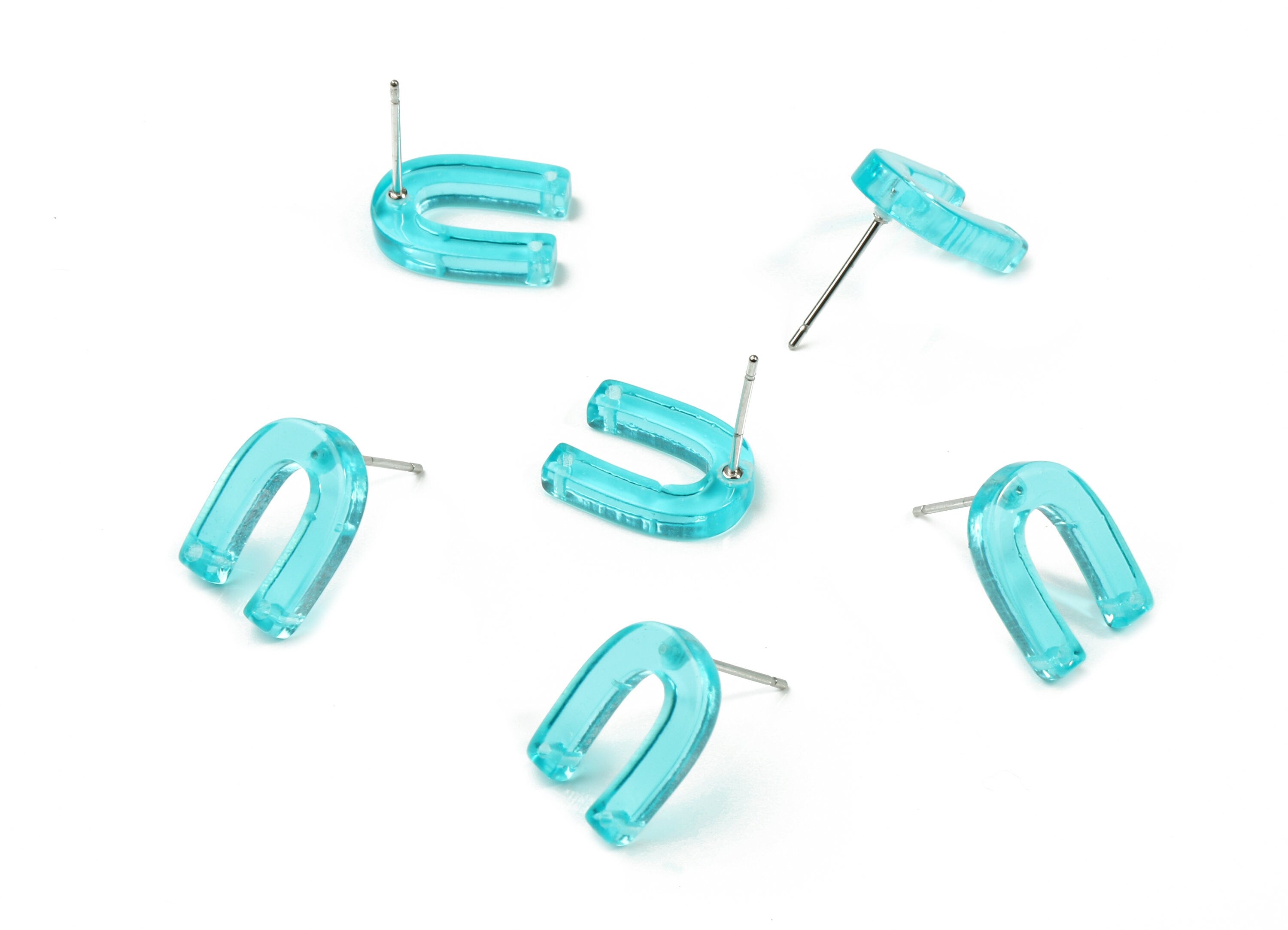 Acrylic Mini U Earring Stud With 2 Hole - Horsehoe Connector Earring Post - Color Code: A68 - 13.64x10.46x2.84mm - AC1227-A68 - DOMEDBAZAAR