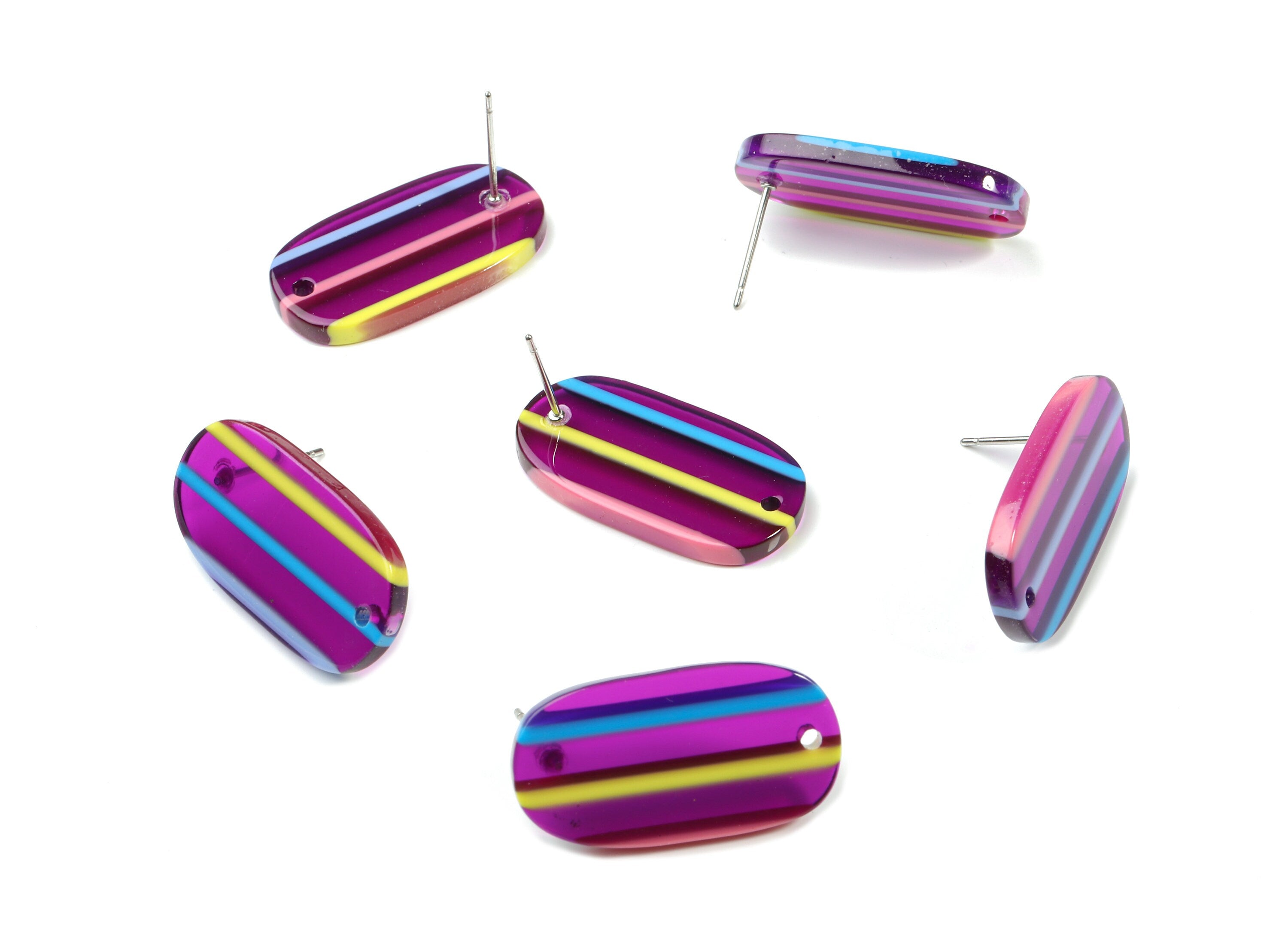 Acrylic Oval Earring Stud With Hole - Oval Connector Earring Post - Earring Post - Color Code: A65 - 26.63x13.9x2.7mm - AC1811-A65 - DOMEDBAZAAR