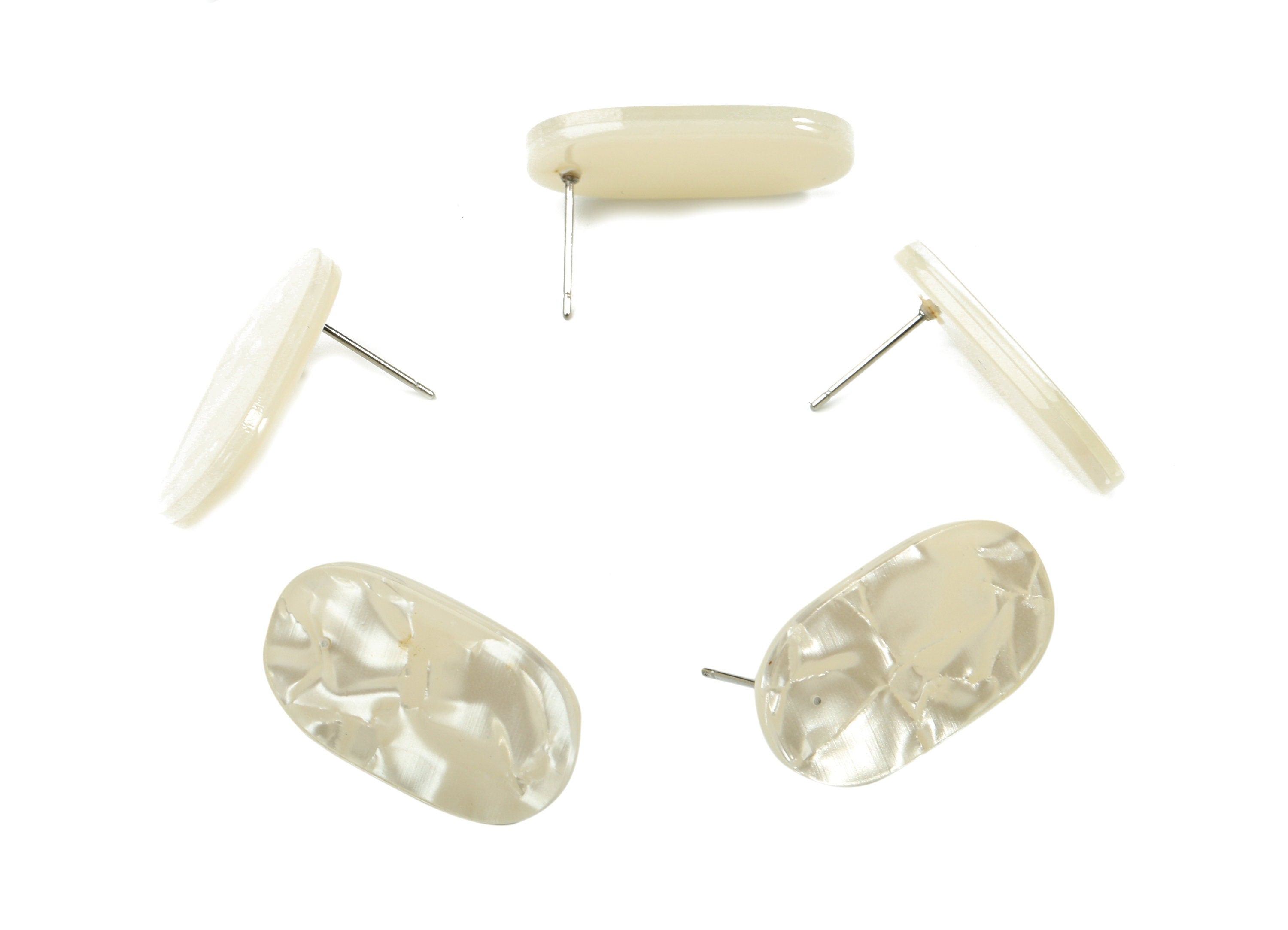 Acrylic Oval Earring Stud With Hole - Oval Connector Earring Post - Earring Post - Color Code: A31 - 26.65x13.9x2.63mm - AC1811-A31 - DOMEDBAZAAR