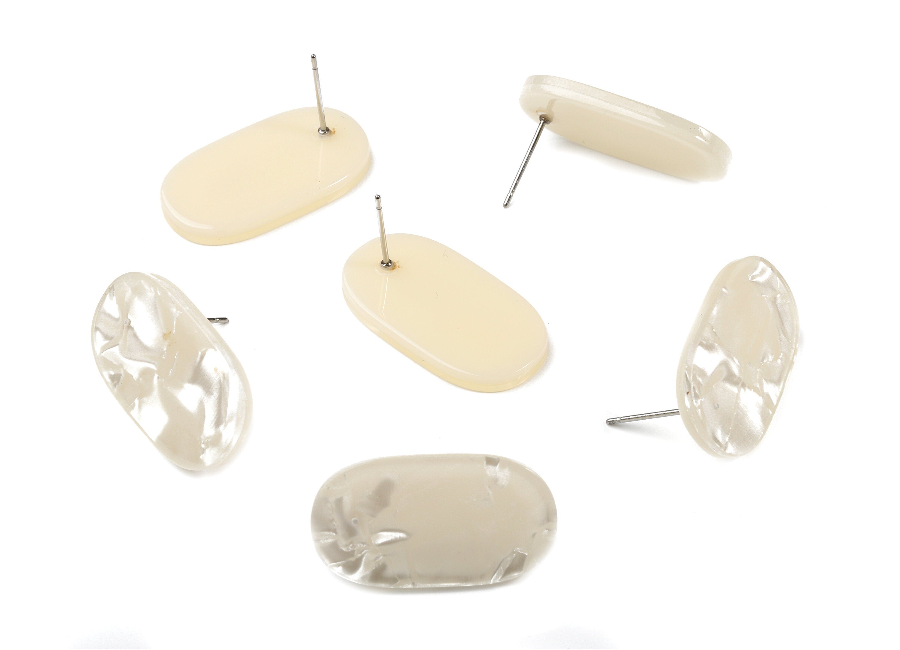 Acrylic Oval Earring Stud With Hole - Oval Connector Earring Post - Earring Post - Color Code: A31 - 26.65x13.9x2.63mm - AC1811-A31 - DOMEDBAZAAR