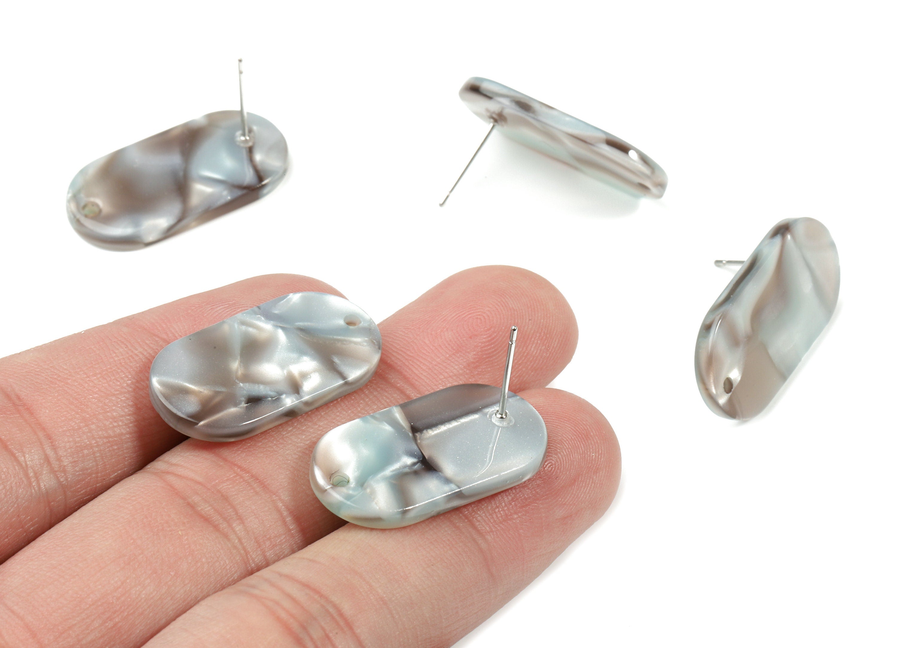 Acetate Oval Earring Stud With Hole - Oval Connector Earring Post - Earring Post - Color Code: A22 - 26.65x13.9x2.63mm - AC1811-A22 - DOMEDBAZAAR