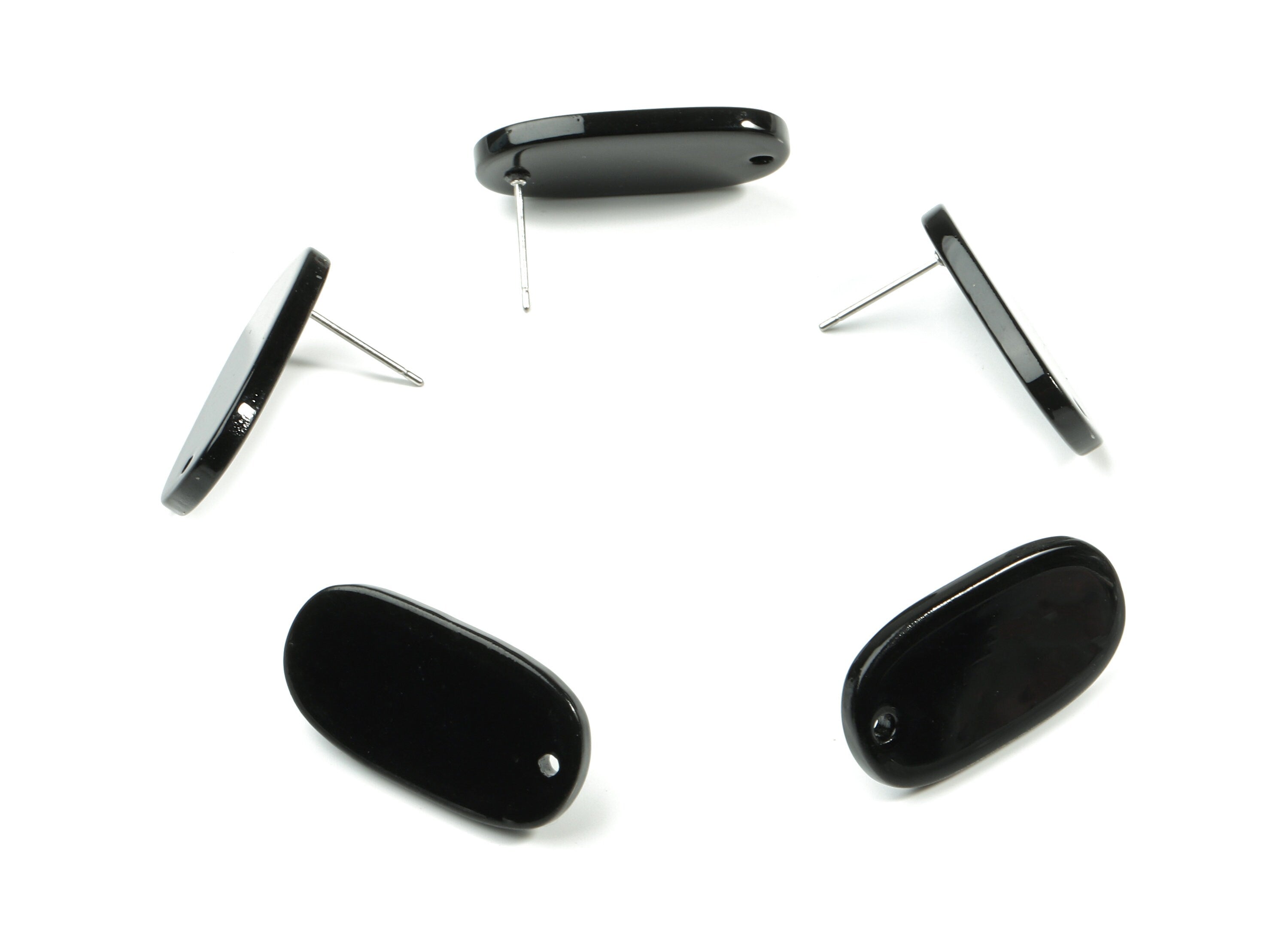 Acrylic Oval Earring Stud With Hole - Oval Connector Earring Post - Earring Post - Color Code: A66 - 26.63x13.9x2.7mm - AC1811-A66 - DOMEDBAZAAR