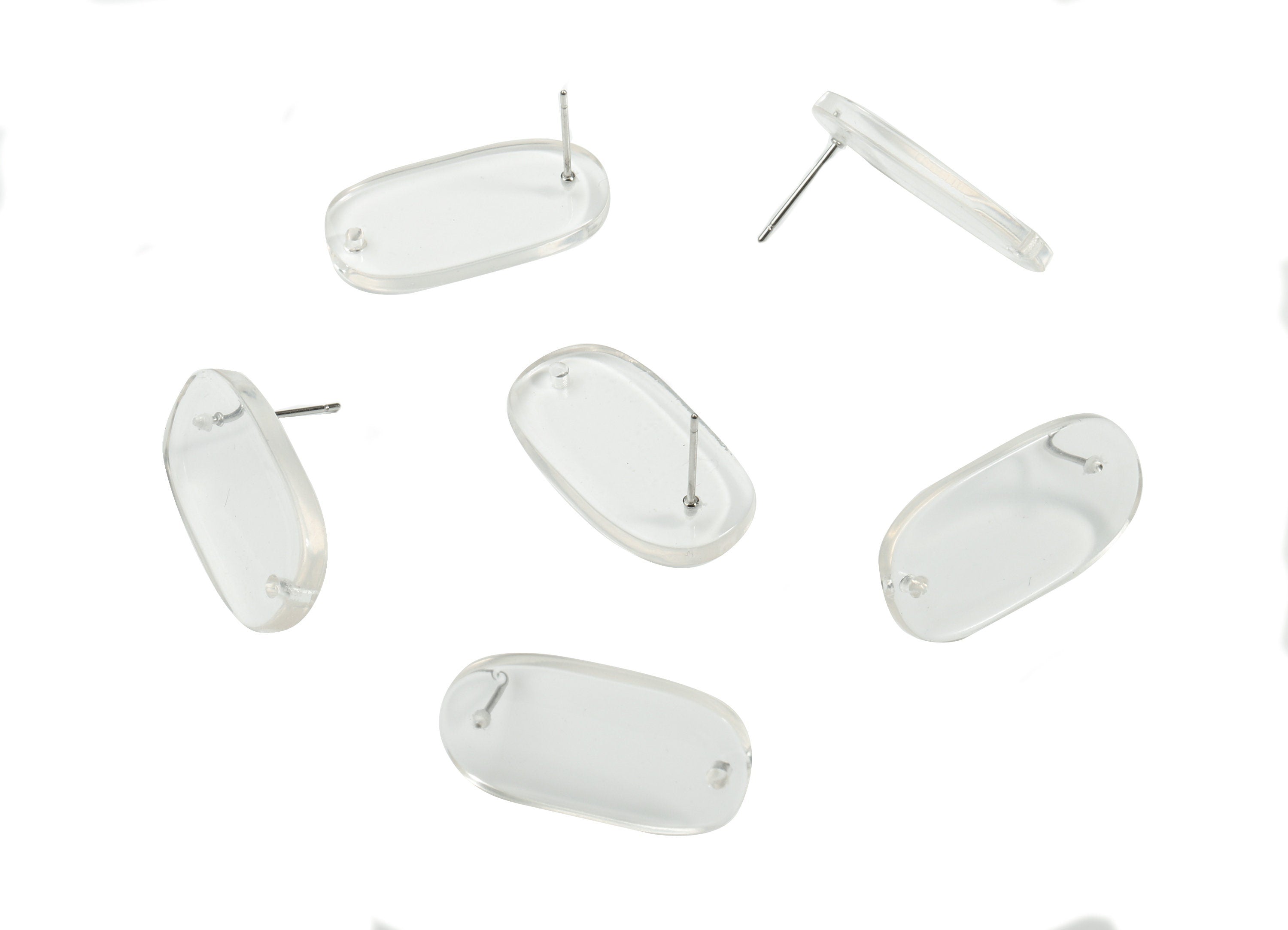 Acrylic Oval Earring Stud With Hole - Oval Connector Earring Post - Earring Post - Color Code: A63 - 26.63x13.9x2.7mm - AC1811-A63 - DOMEDBAZAAR