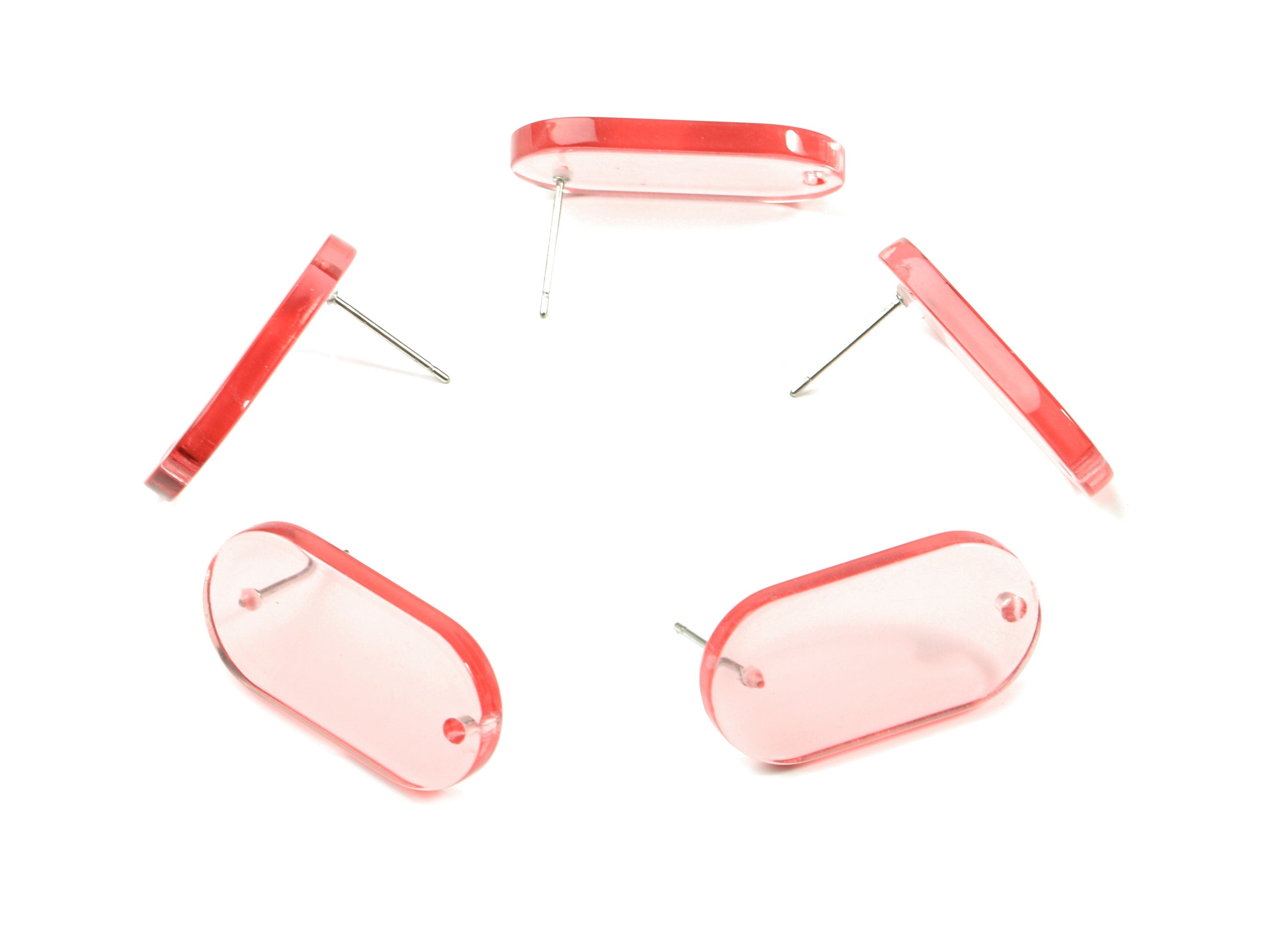 Acrylic Oval Earring Stud With Hole - Oval Connector Earring Post - Earring Post - Color Code: A69 - 26.7x14x2.6mm - AC1811-A69 - DOMEDBAZAAR