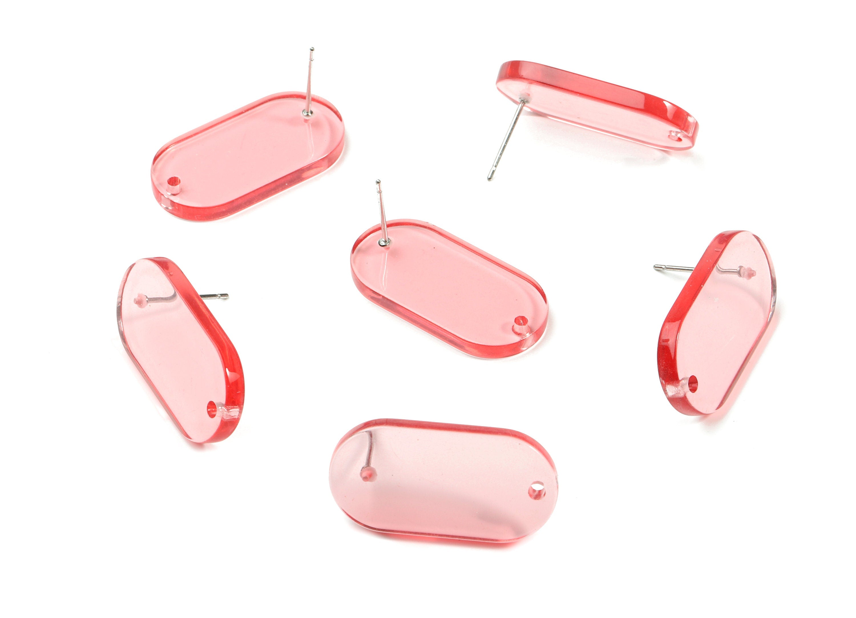Acrylic Oval Earring Stud With Hole - Oval Connector Earring Post - Earring Post - Color Code: A69 - 26.7x14x2.6mm - AC1811-A69 - DOMEDBAZAAR