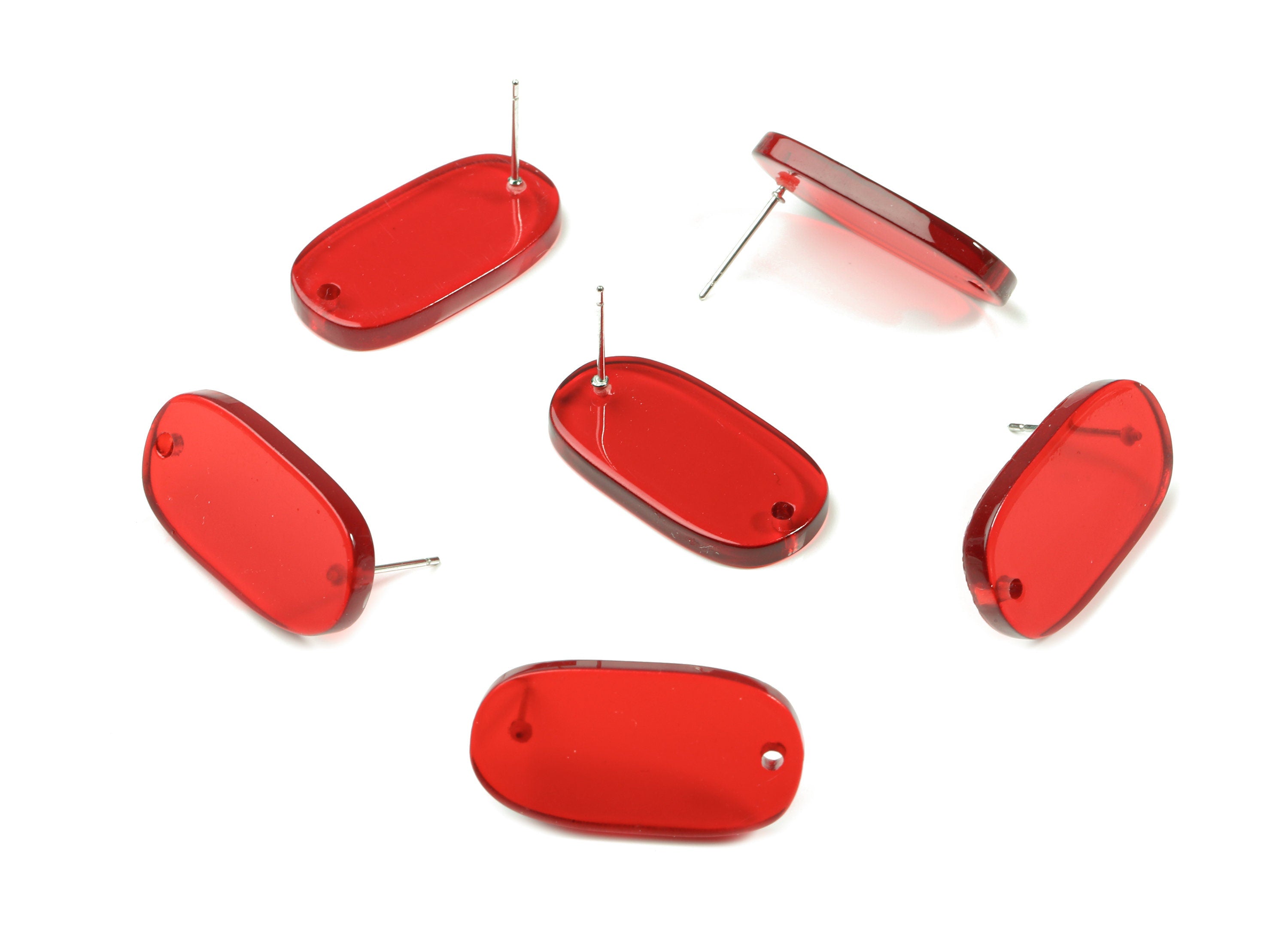 Acrylic Oval Earring Stud With Hole - Oval Connector Earring Post - Earring Post - Color Code: A67 - 26.7x14x2.6mm - AC1811-A67 - DOMEDBAZAAR