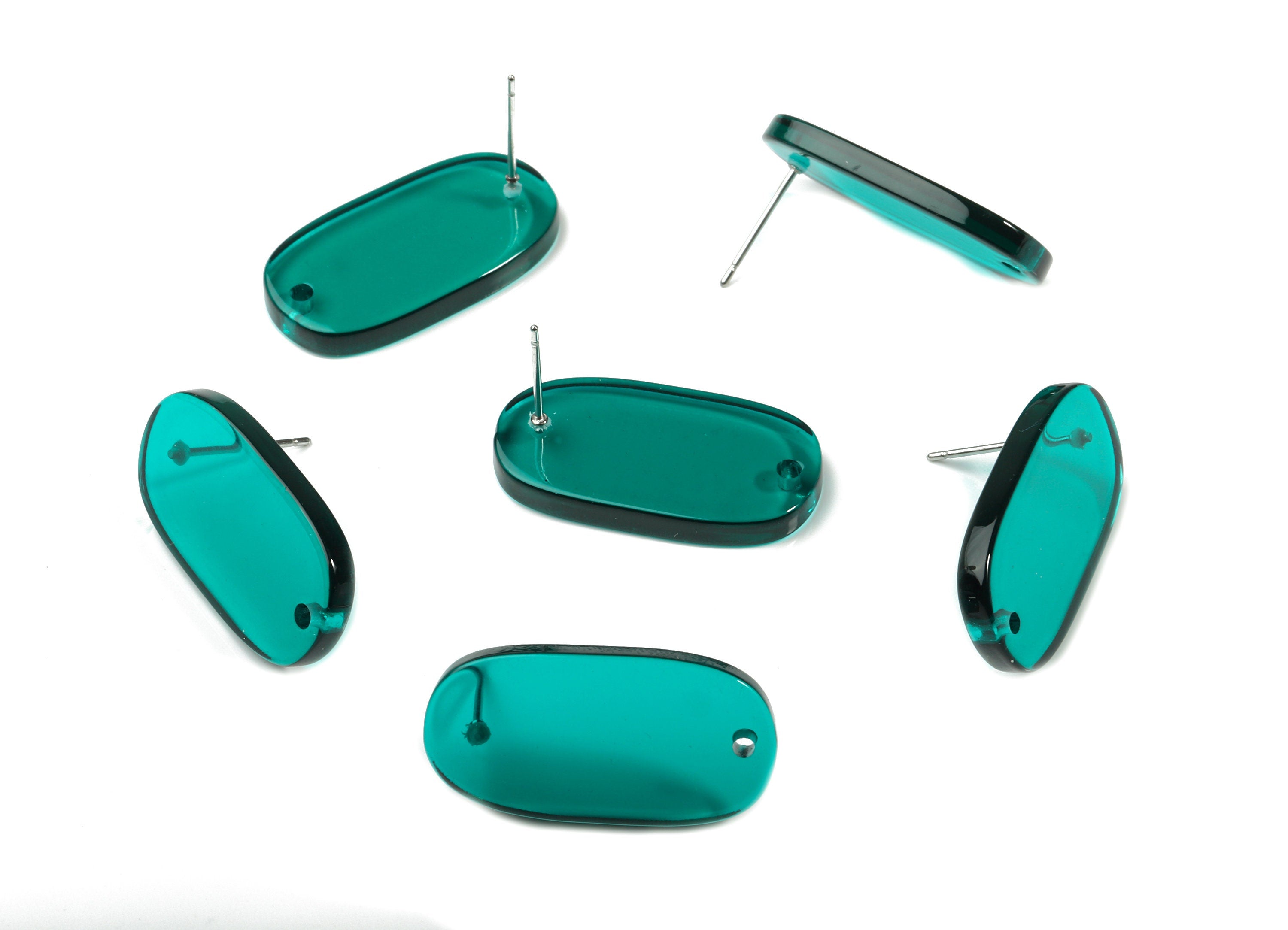 Acrylic Oval Earring Stud With Hole - Oval Connector Earring Post - Earring Post - Color Code: A62 - 26.7x14x2.6mm - AC1811-A62 - DOMEDBAZAAR