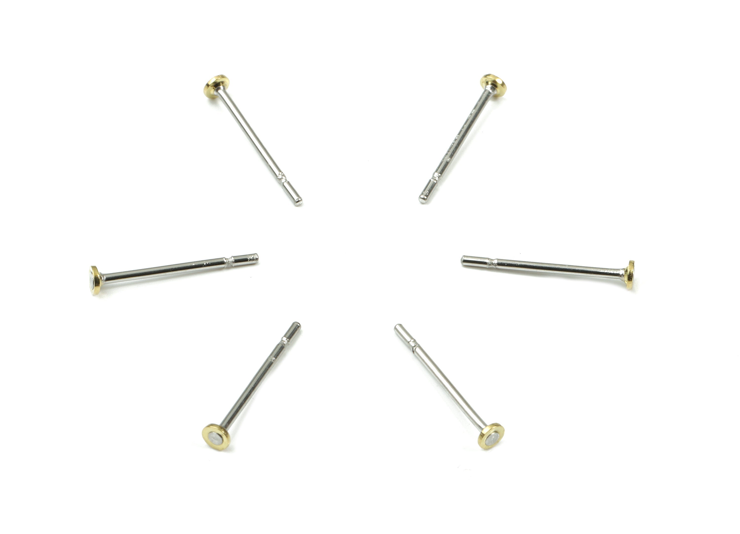 Earring Post Stud With Raw Brass Head - 2*12 - 202 Stainless Steel Earring Posts - Jewelry Supplies - 12.1x2.03mm - PP3103 - DOMEDBAZAAR