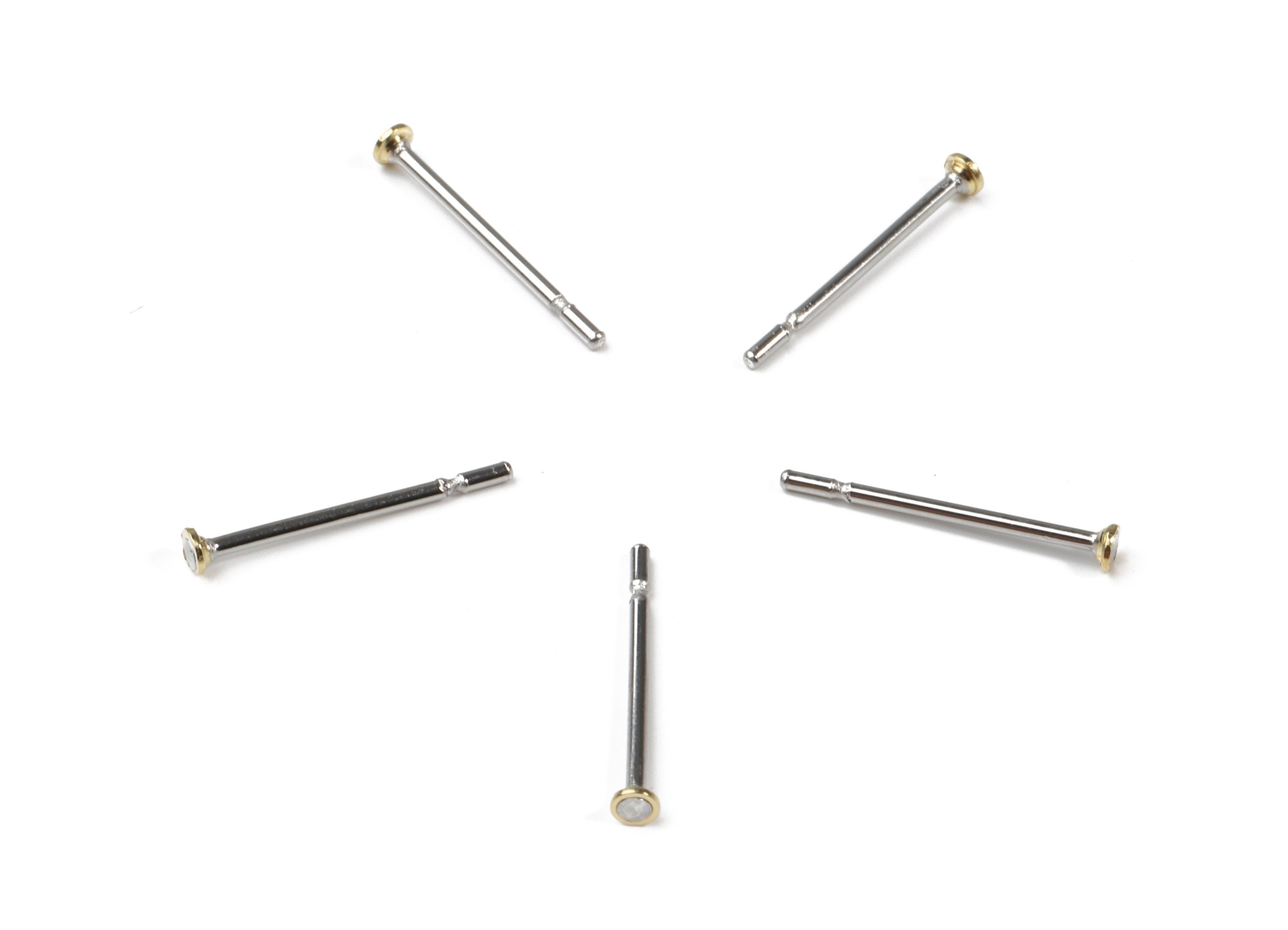 Earring Post Stud With Raw Brass Head - 1.6*12 - 316 Stainless Steel Earring Posts - Jewelry Supplies - 11.76x1.68mm - PP3102 - DOMEDBAZAAR