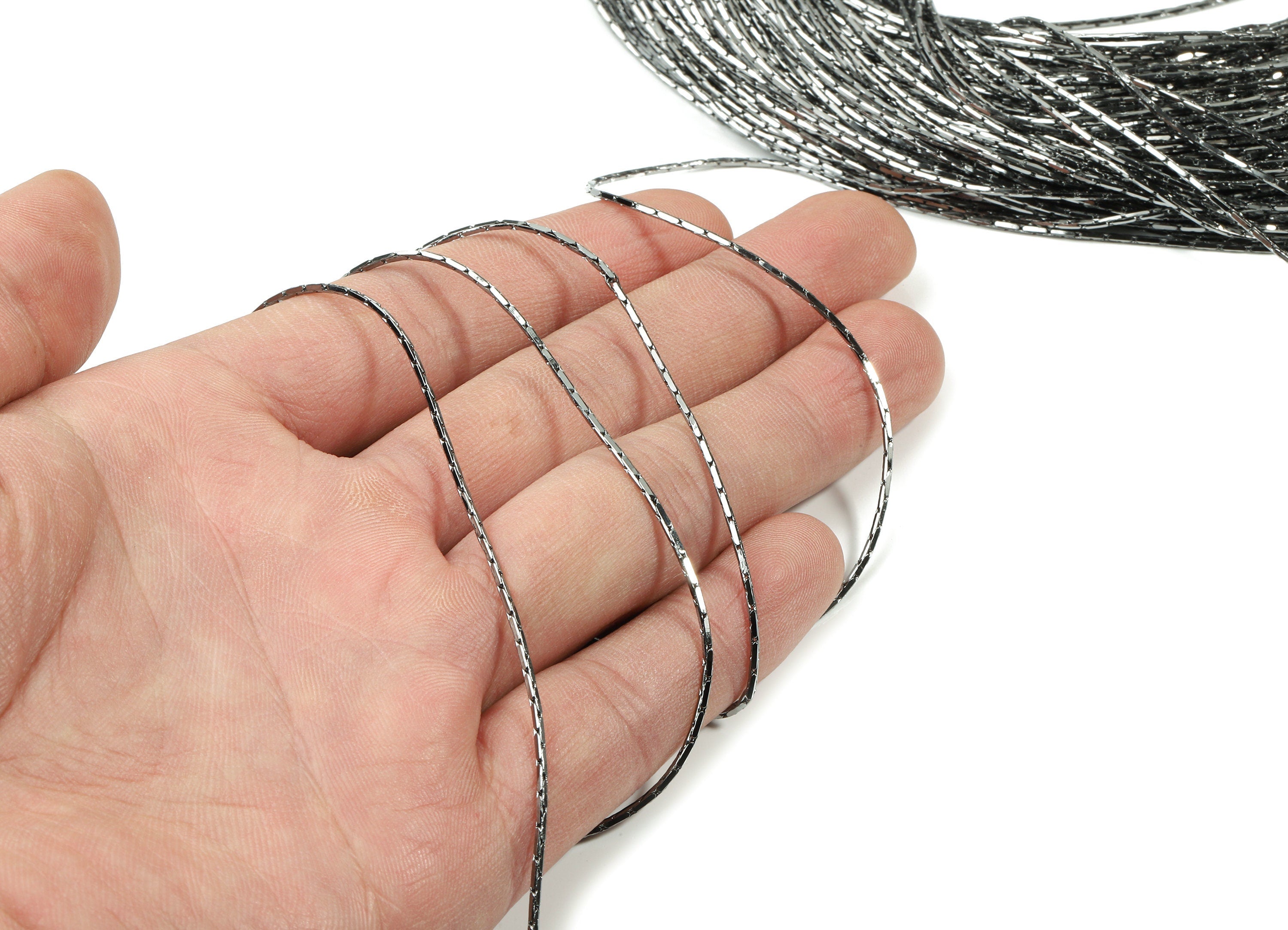 Tiny Snake Chain - Brass Chain - Gunmetal Plated - for Necklace Bracelet Jewellery Making - 0.04" - CC1050GM - DOMEDBAZAAR