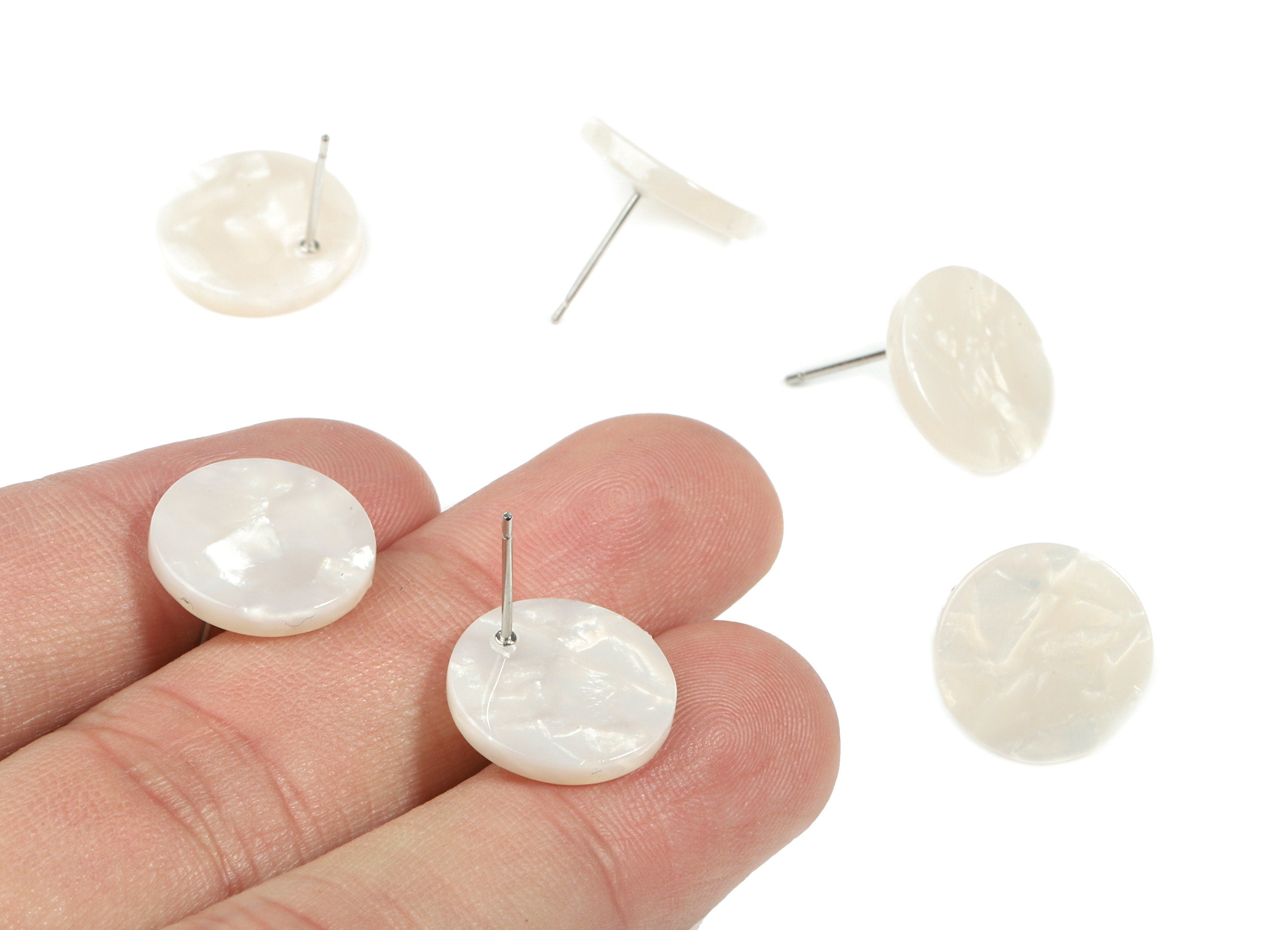 Acetate Mini Round Earring Stud - Circle Earring Post - Earring Post - Jewelry Supplies - Color Code: A12 - 14.7x14.7x2.4mm - AC1812-A12 - DOMEDBAZAAR