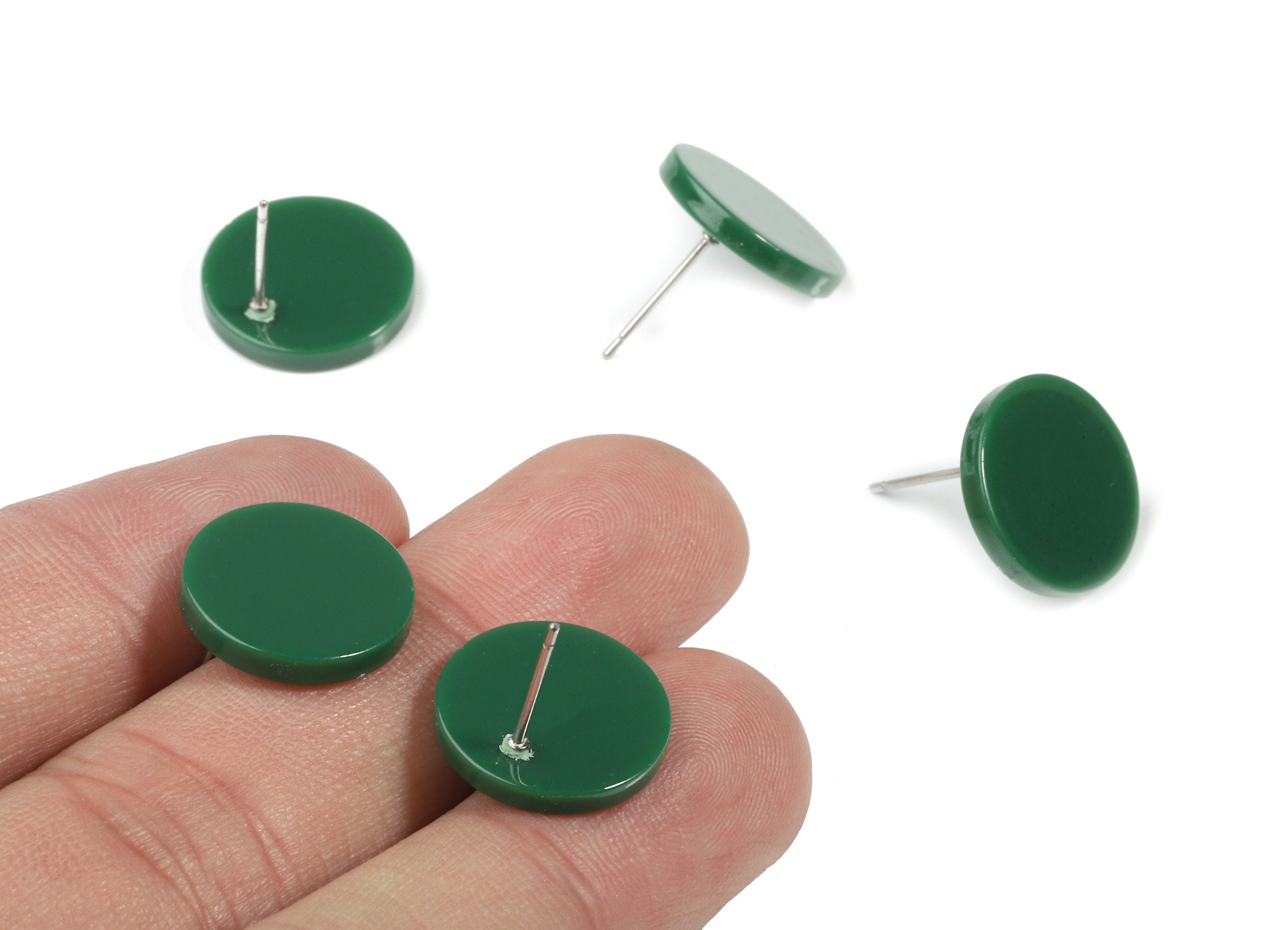 Acrylic Mini Round Earring Stud - Circle Earring Post - Earring Post - Jewelry Supplies - Color Code: A395 - 14.7x14.7x2.4mm - AC1812-A395 - DOMEDBAZAAR