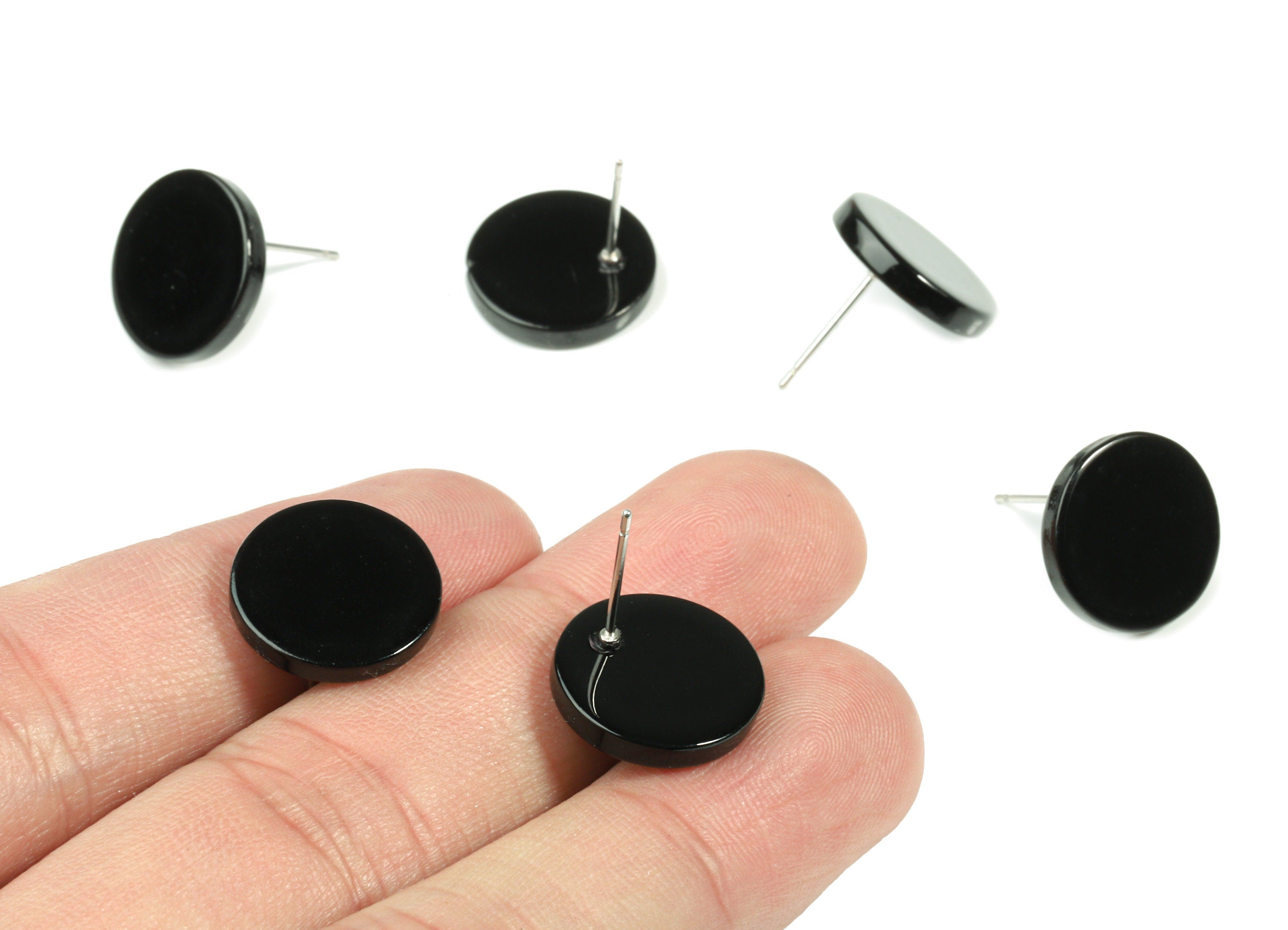 Acrylic Mini Round Earring Stud - Circle Earring Post - Earring Post - Jewelry Supplies - Color Code: A66 - 14.15x14.15x2.65mm - AC1812-A66 - DOMEDBAZAAR
