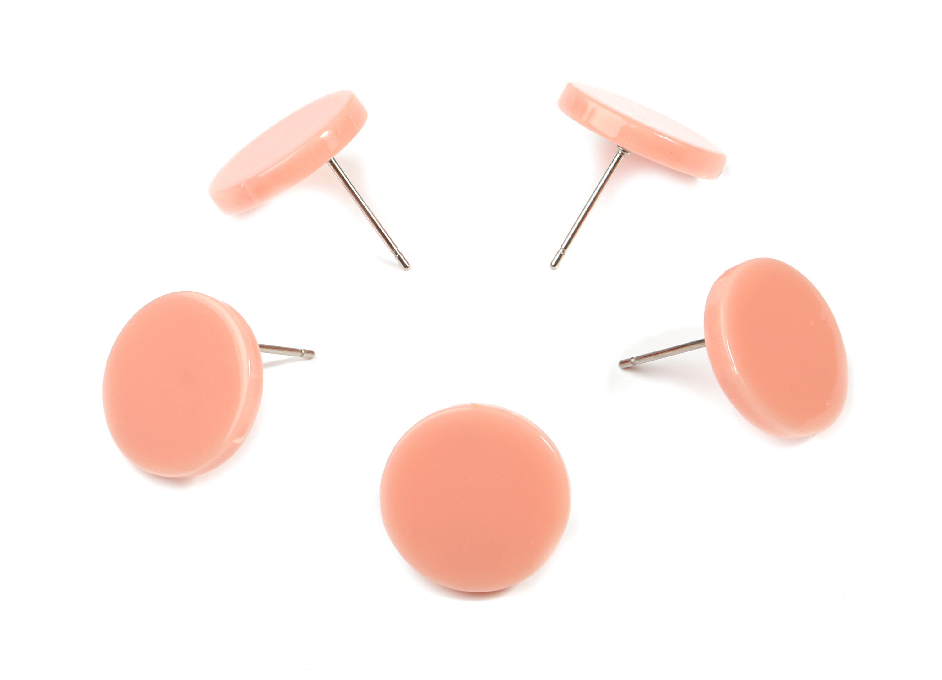 Acrylic Mini Round Earring Stud - Circle Earring Post - Earring Post - Jewelry Supplies - Color Code: A394 - 14.65x14.65x2.4mm - AC1812-A394 - DOMEDBAZAAR