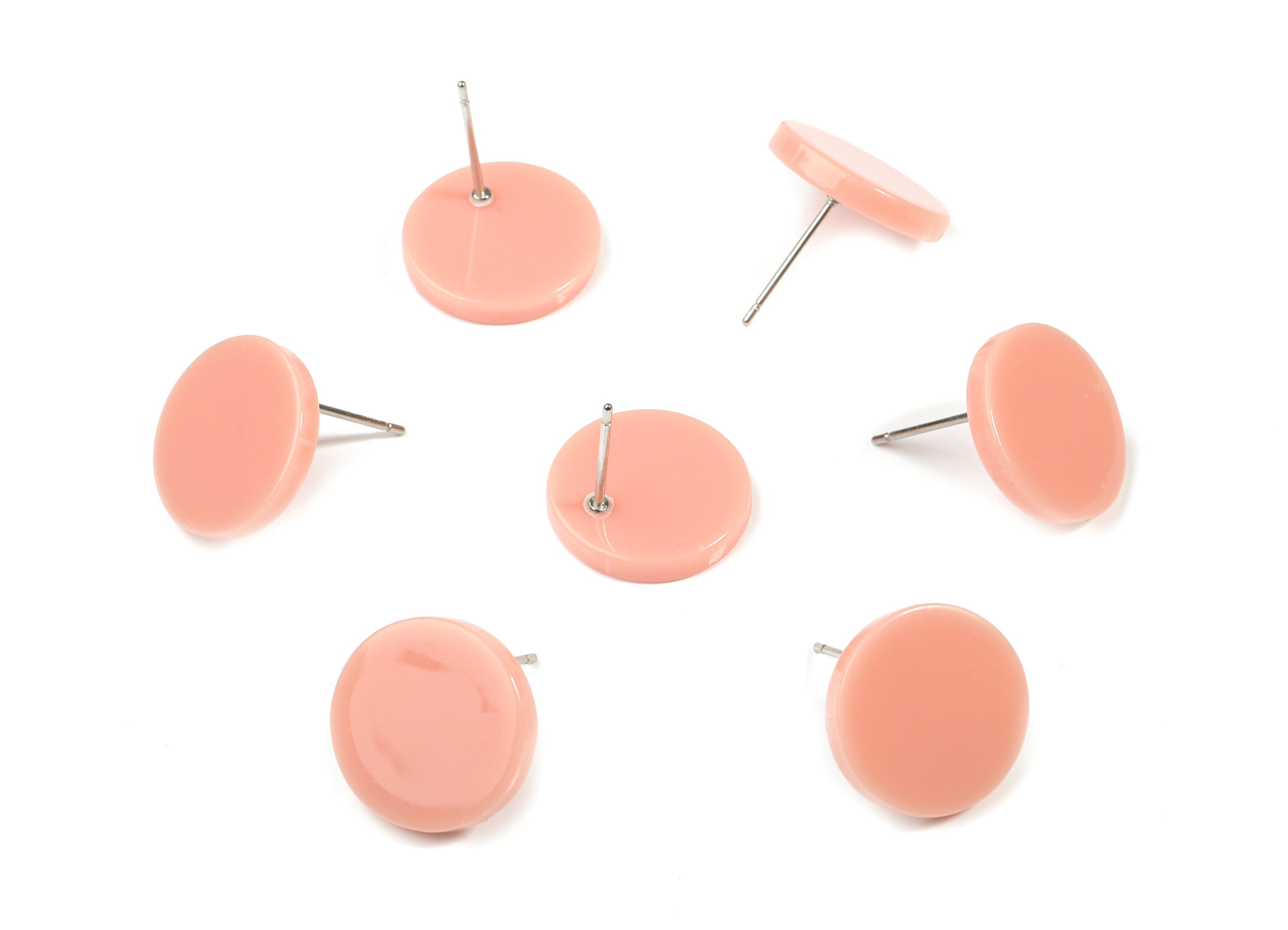 Acrylic Mini Round Earring Stud - Circle Earring Post - Earring Post - Jewelry Supplies - Color Code: A394 - 14.65x14.65x2.4mm - AC1812-A394 - DOMEDBAZAAR