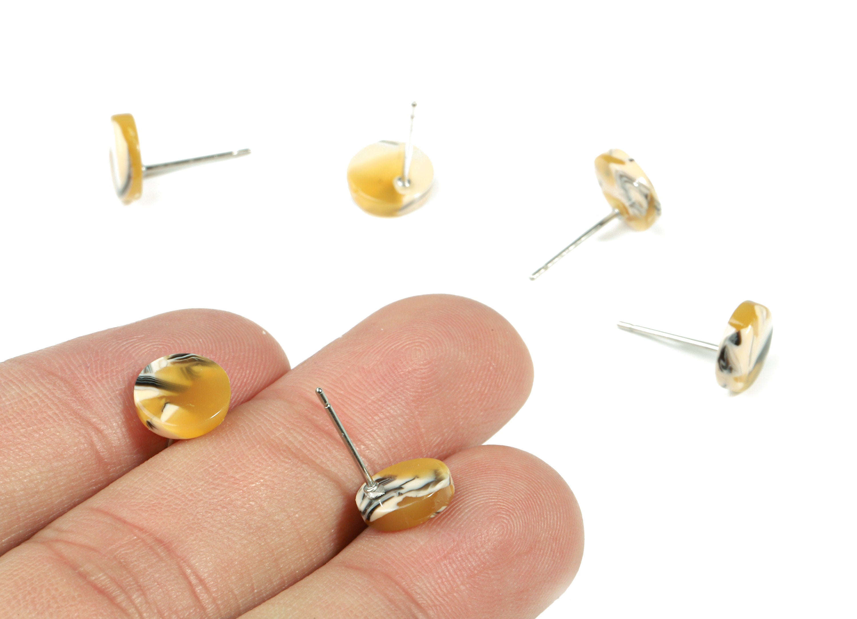 Acetate Mini Round Earring Stud - Circle Earring Post - Earring Post - Jewelry Supplies - Color Code: A14 - 8.69x8.69x2.48mm - AC1715-A14 - DOMEDBAZAAR