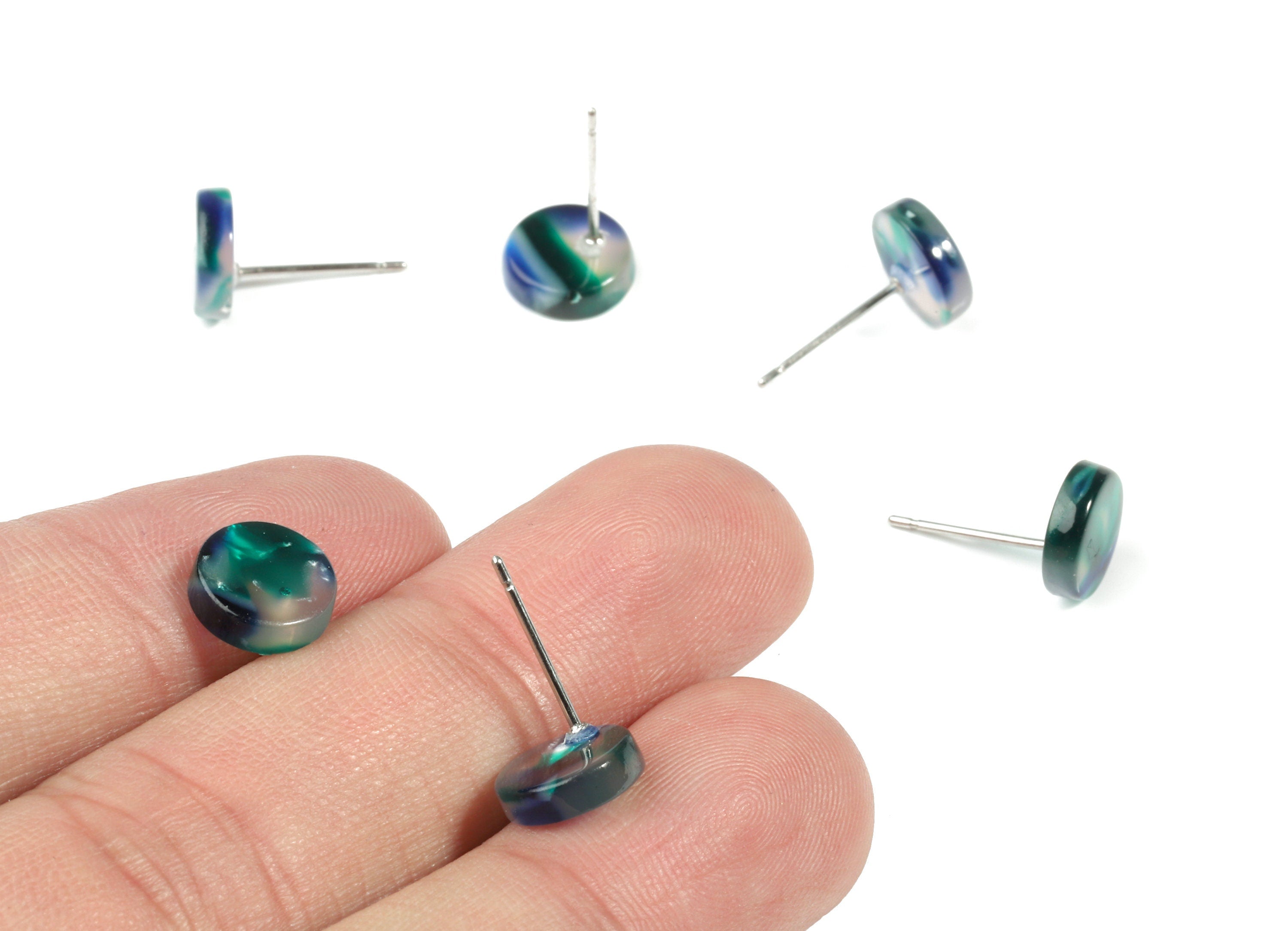Acetate Mini Round Earring Stud - Circle Earring Post - Earring Post - Jewelry Supplies - Color Code: A18 - 8.73x8.73x2.53mm - AC1715-A18 - DOMEDBAZAAR