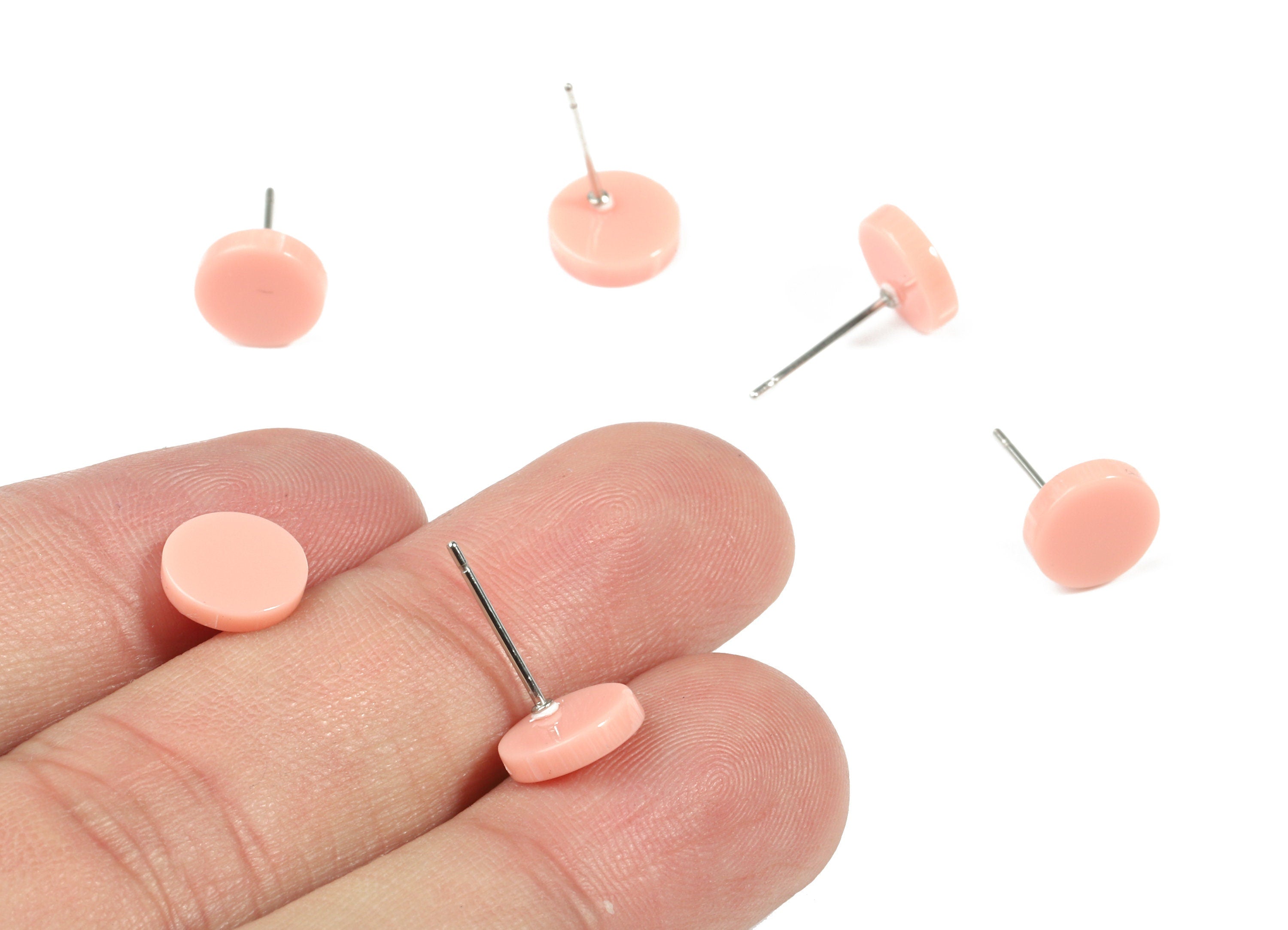 Acrylic Mini Round Earring Stud - Circle Earring Post - Earring Post - Jewelry Supplies - Color Code: A394 - 8.91x8.91x2.1mm - AC1715-A394 - DOMEDBAZAAR