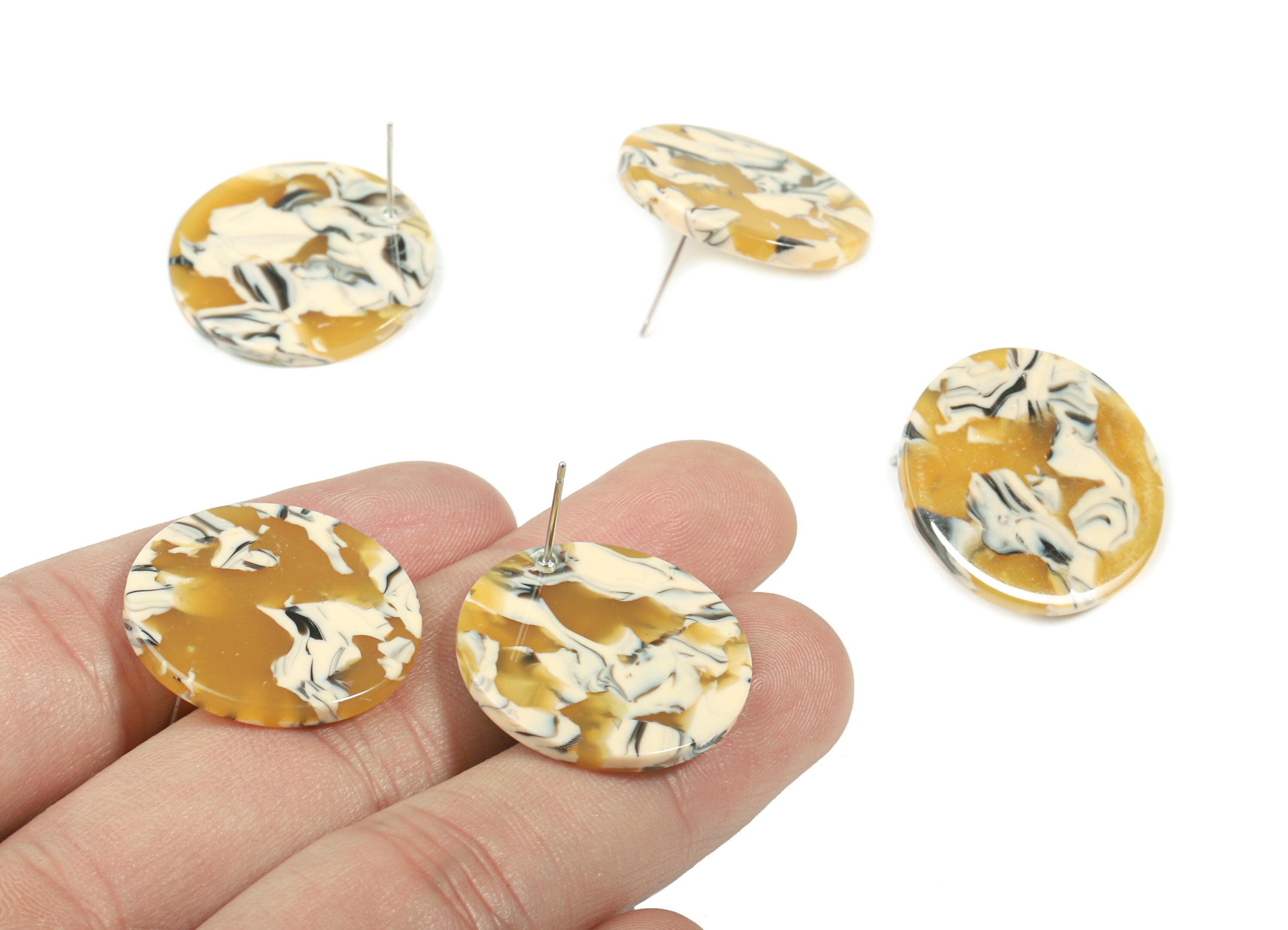 Acetate Round Earring Stud - Circle Earring Post - Earring Post - Jewelry Supplies - Color Code: A14- 24.77x24.77x2.54mm - AC1813-A14 - DOMEDBAZAAR