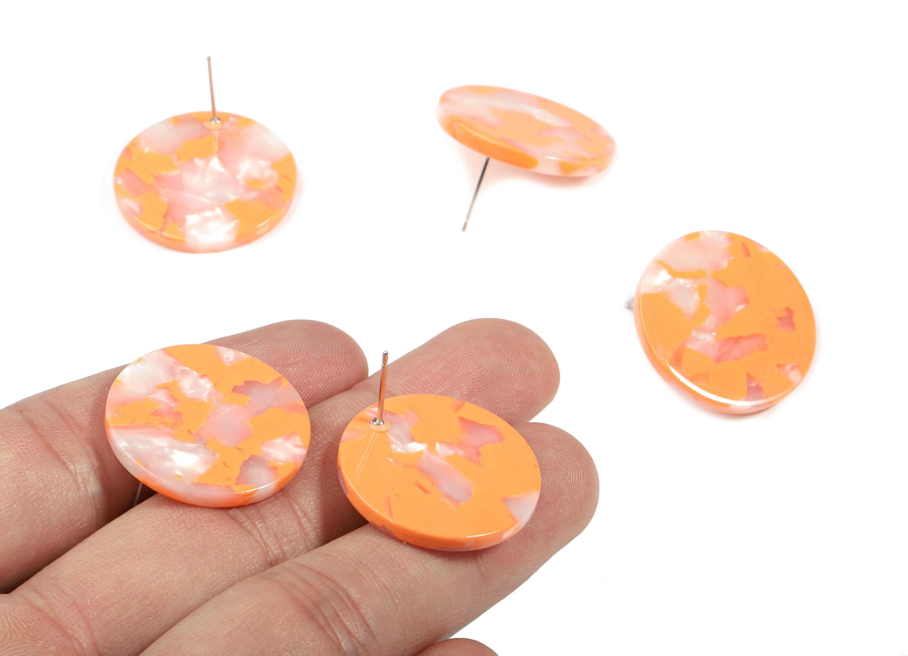 Acetate Round Earring Stud - Circle Earring Post - Earring Post - Jewelry Supplies - Color Code: A39 - 24.73x24.73x2.79mm - AC1813-A39 - DOMEDBAZAAR